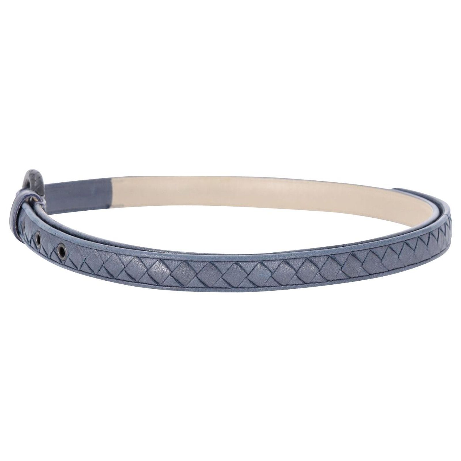 Bottega Veneta Braided Thin Belt in Blue Leather Black and Blue Braided Leather Belt main image 2
