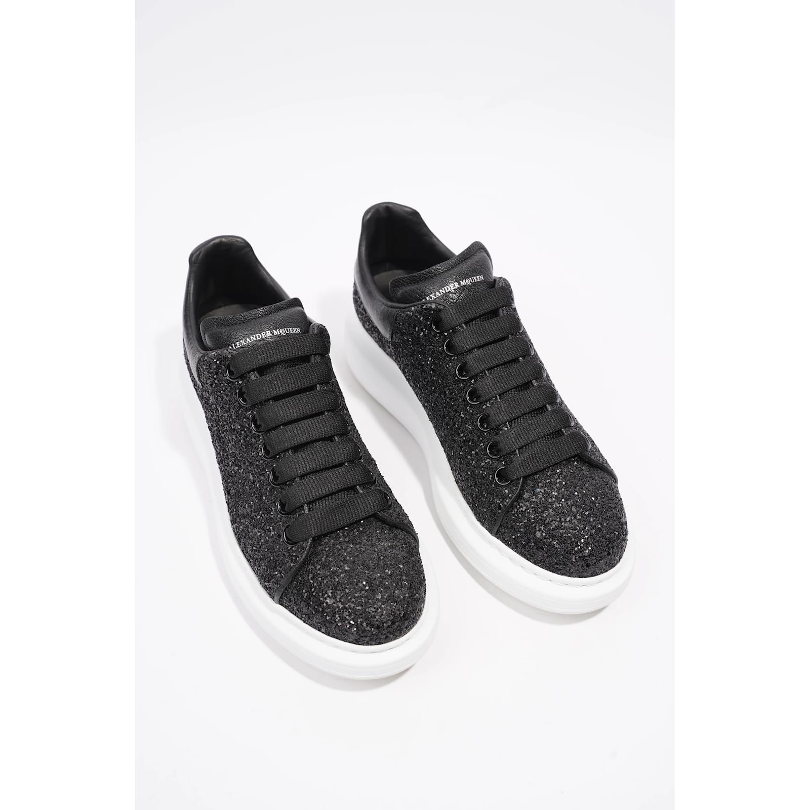 Alexander McQueen Oversized Sneaker Black Glitter White Glitter EU 40.5 Uk 7.5 ref.1096725 Joli Closet