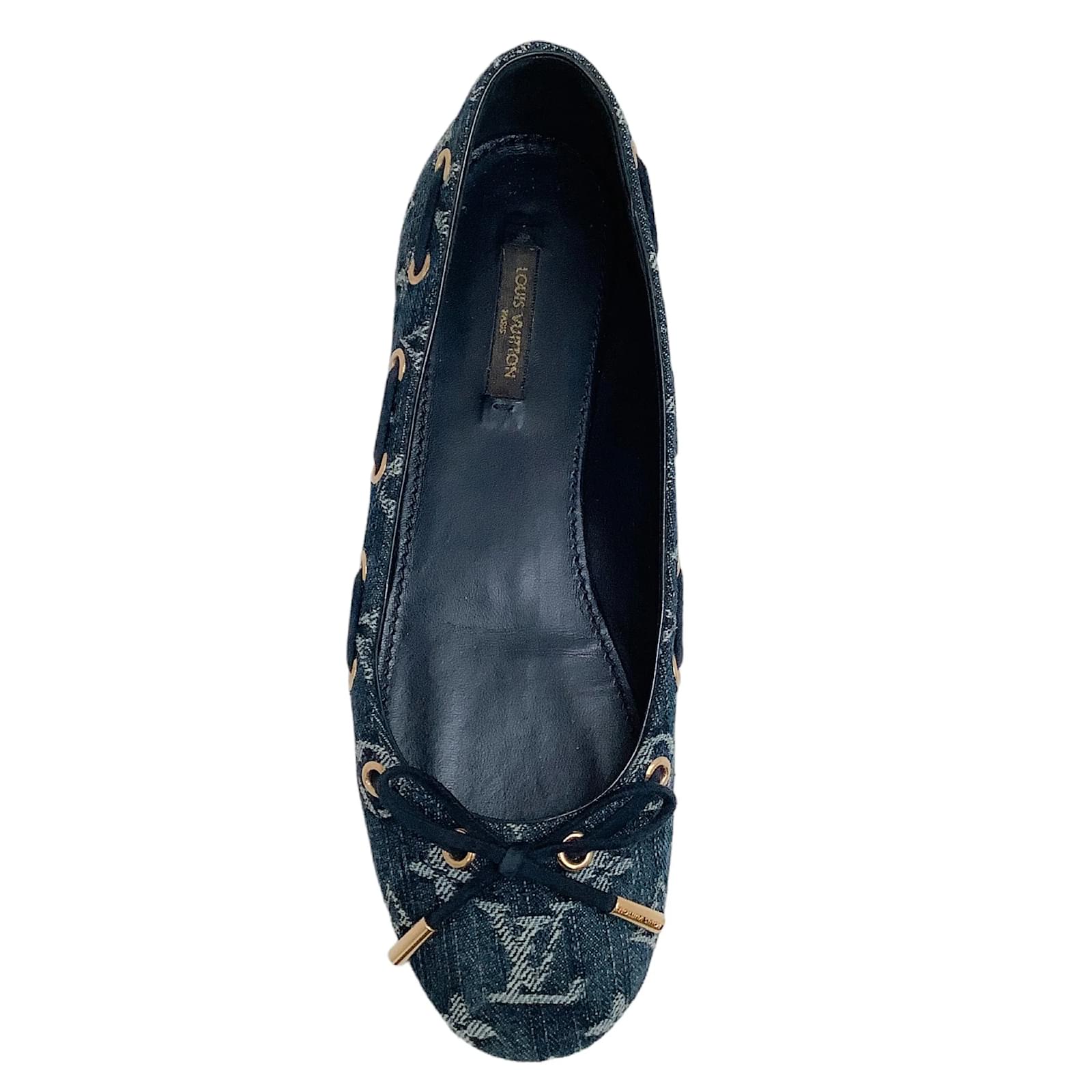 Louis Vuitton Blue Denim Logo Ballet Flats Cloth ref.1098460
