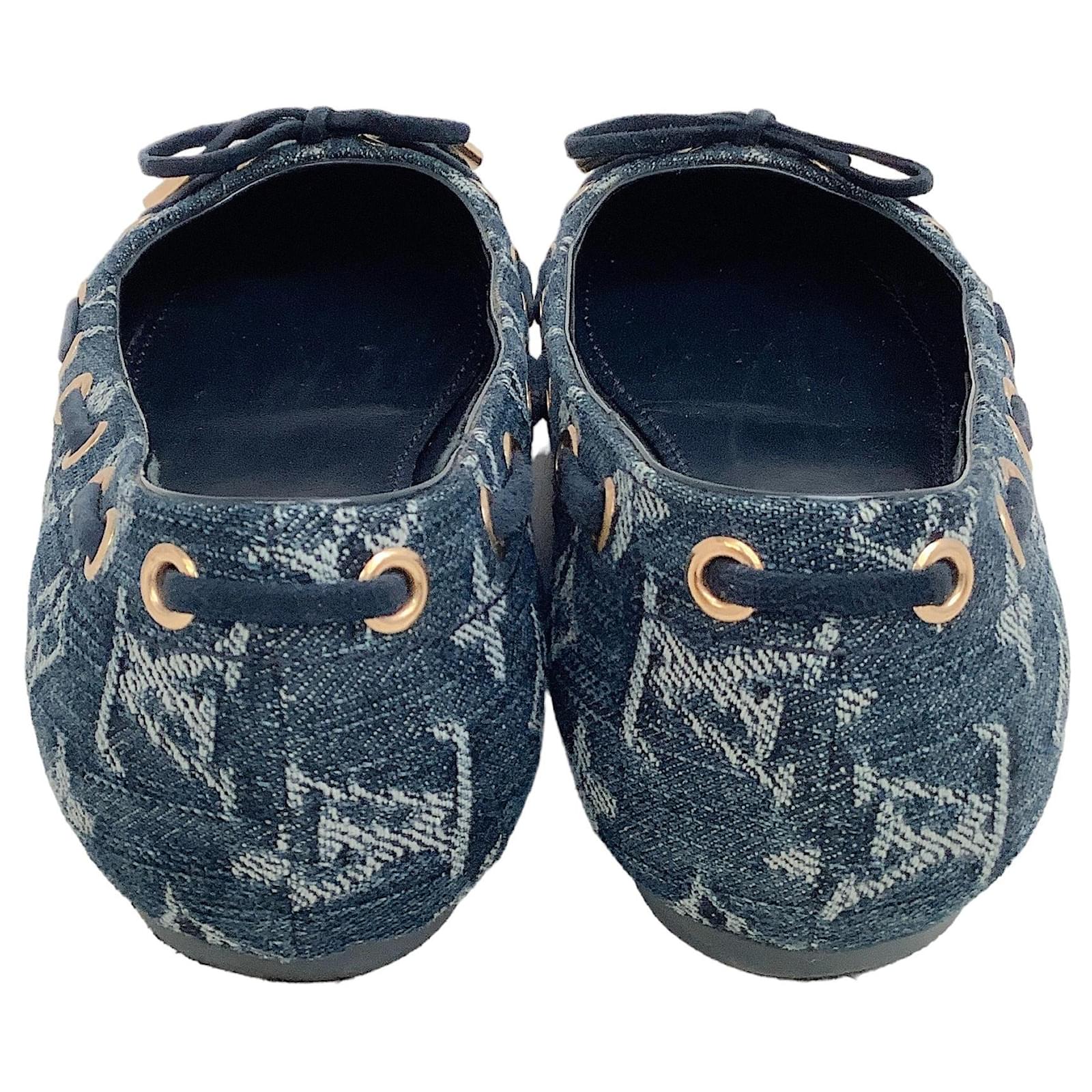 Louis Vuitton Blue Denim Logo Ballet Flats Cloth ref.1098460