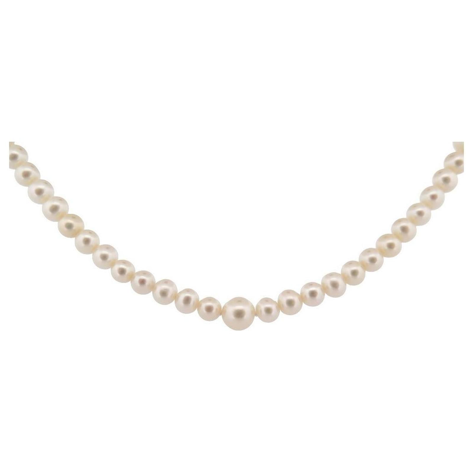 Tiffany & Co. 18K White Gold Signature Pearl Diamond Pendant Necklace | eBay