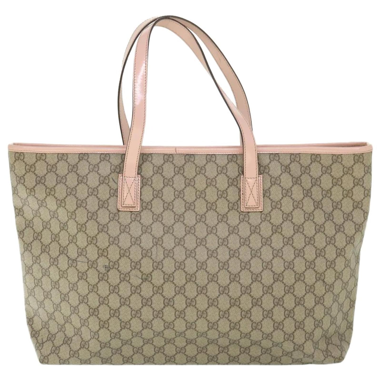 GUCCI GG Supreme Tote Bag PVC Leather Beige 211120 Auth yk8792 ref