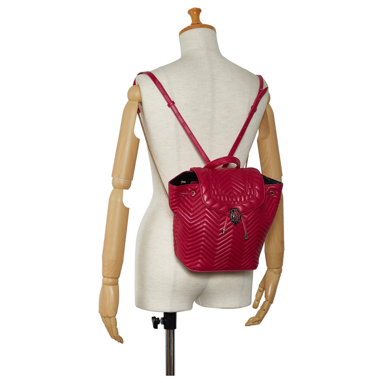 Bulgari Bvlgari Pink Matelasse Serpenti Forever Backpack Leather 