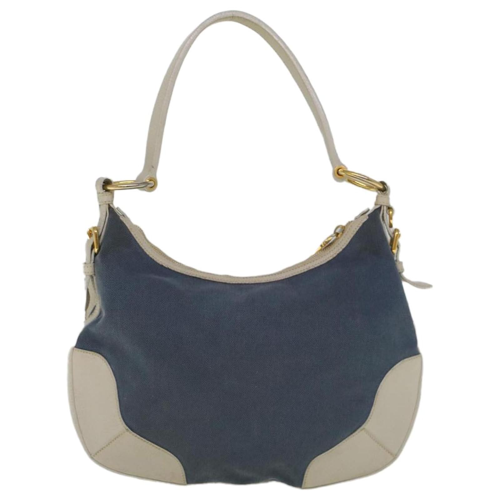 PRADA Shoulder Bag Canvas Leather Blue Auth yk9150 Cloth ref