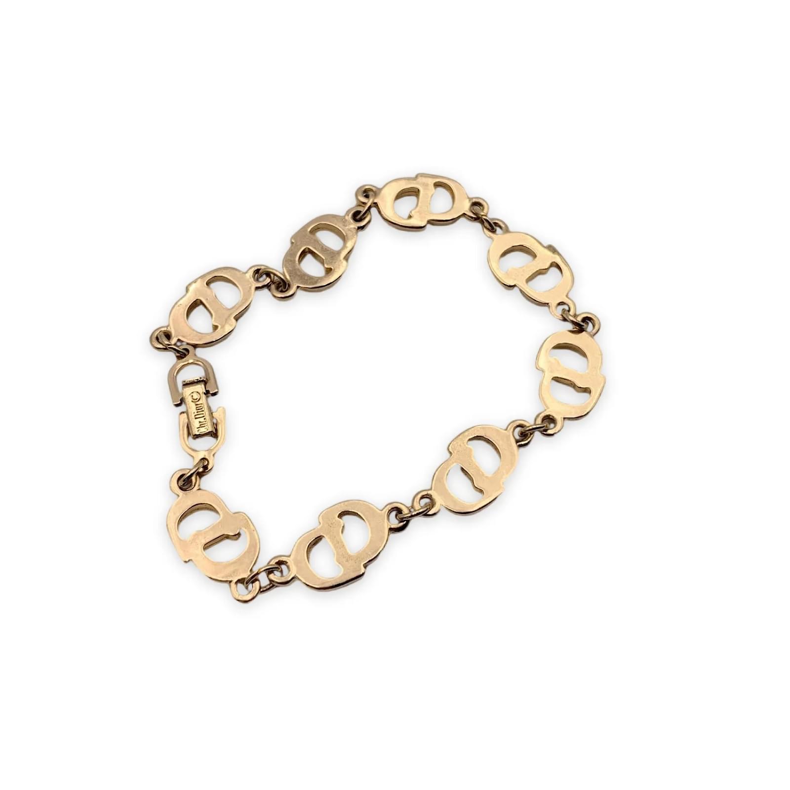 アクセサリー Dior Vintage CD Logo gold bracelet Christian Dior Authentic CD Logo Motif Gold Chain Link