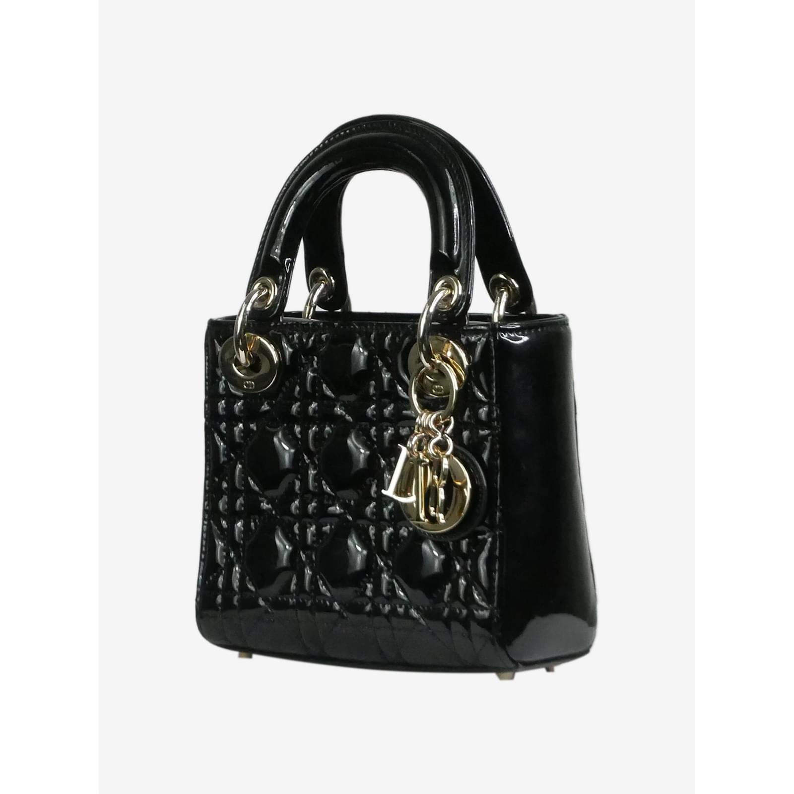 Christian Dior Black mini 2018 Lady Dior bag Leather ref.1104647