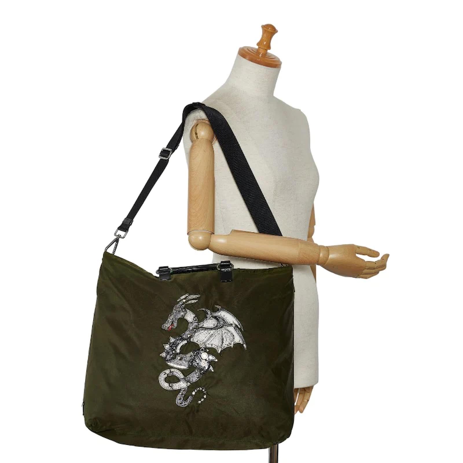 Prada Tessuto Dragon Tattoo Bag Green Nylon ref.JC1105437 (Sold