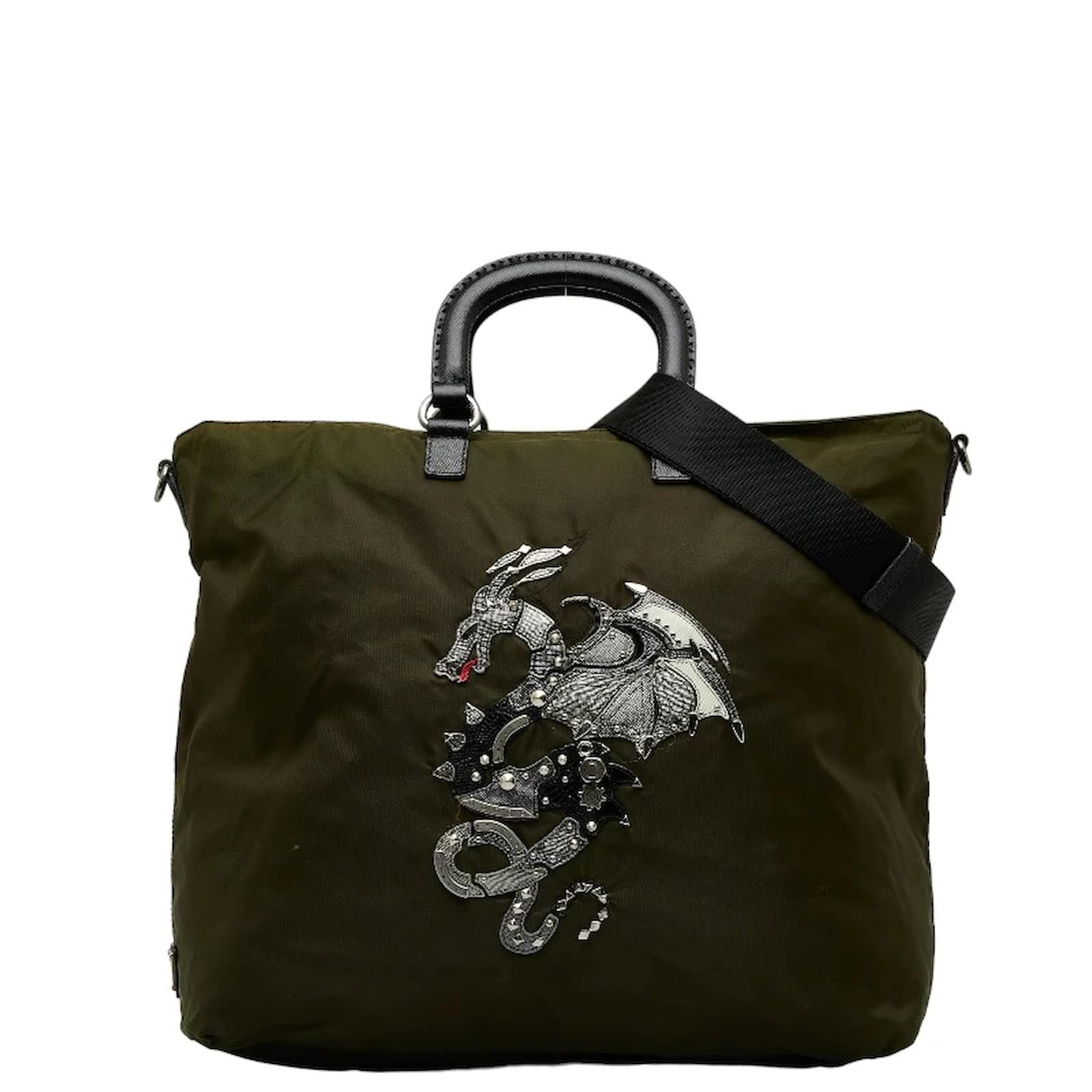 PRADA / ドラゴントートバッグ Prada Tessuto Dragon Tattoo Bag Green Nylon ref.JC1105437 (Sold