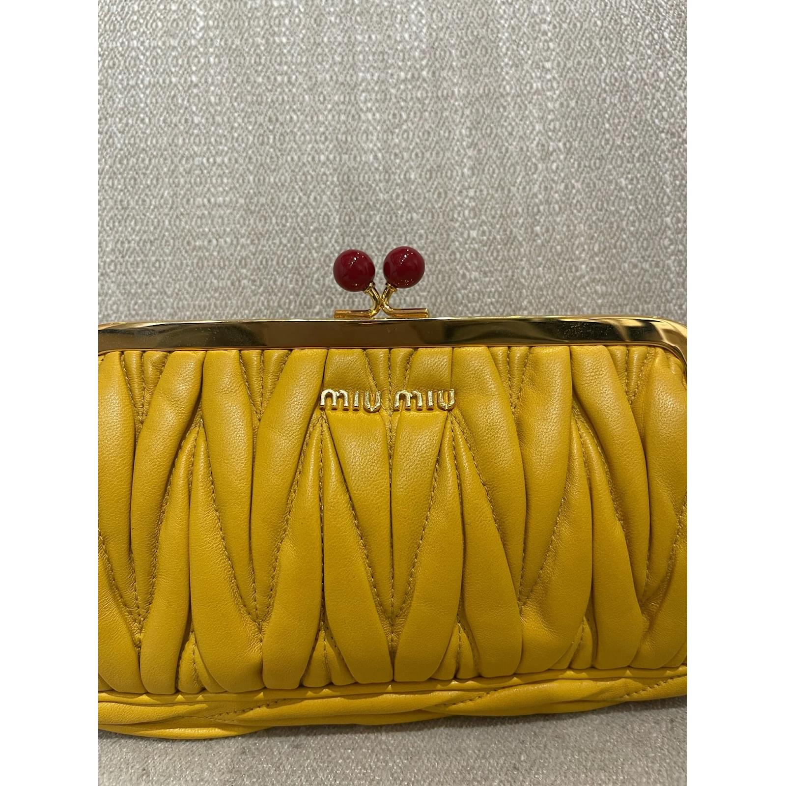 MIU MIU Clutch bags T. leather Yellow ref.JC1105839 (Sold) - Joli