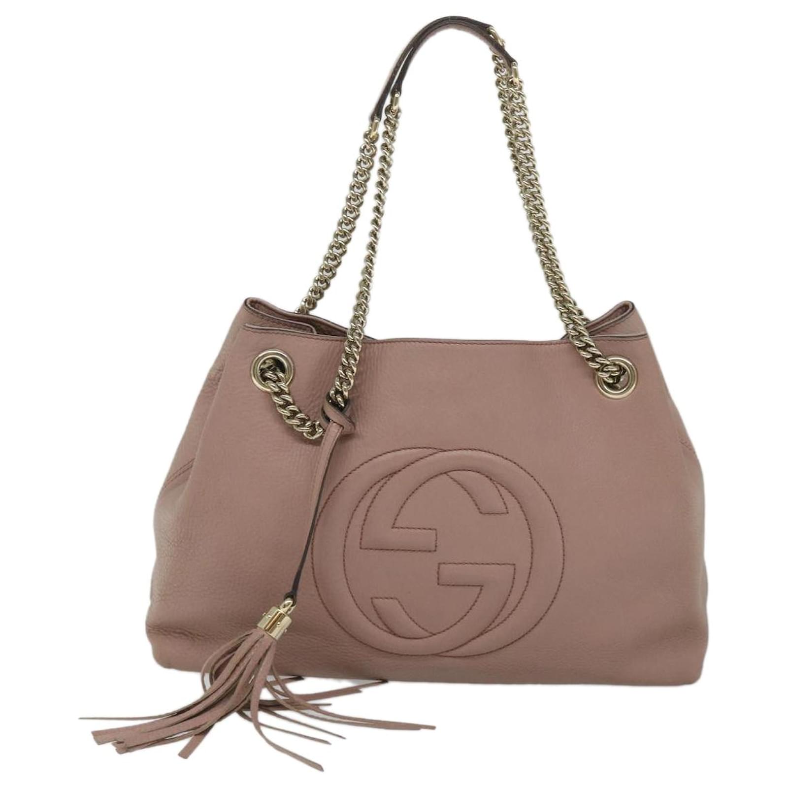 GUCCI Soho Chain Shoulder Bag Leather Pink 308982 Auth