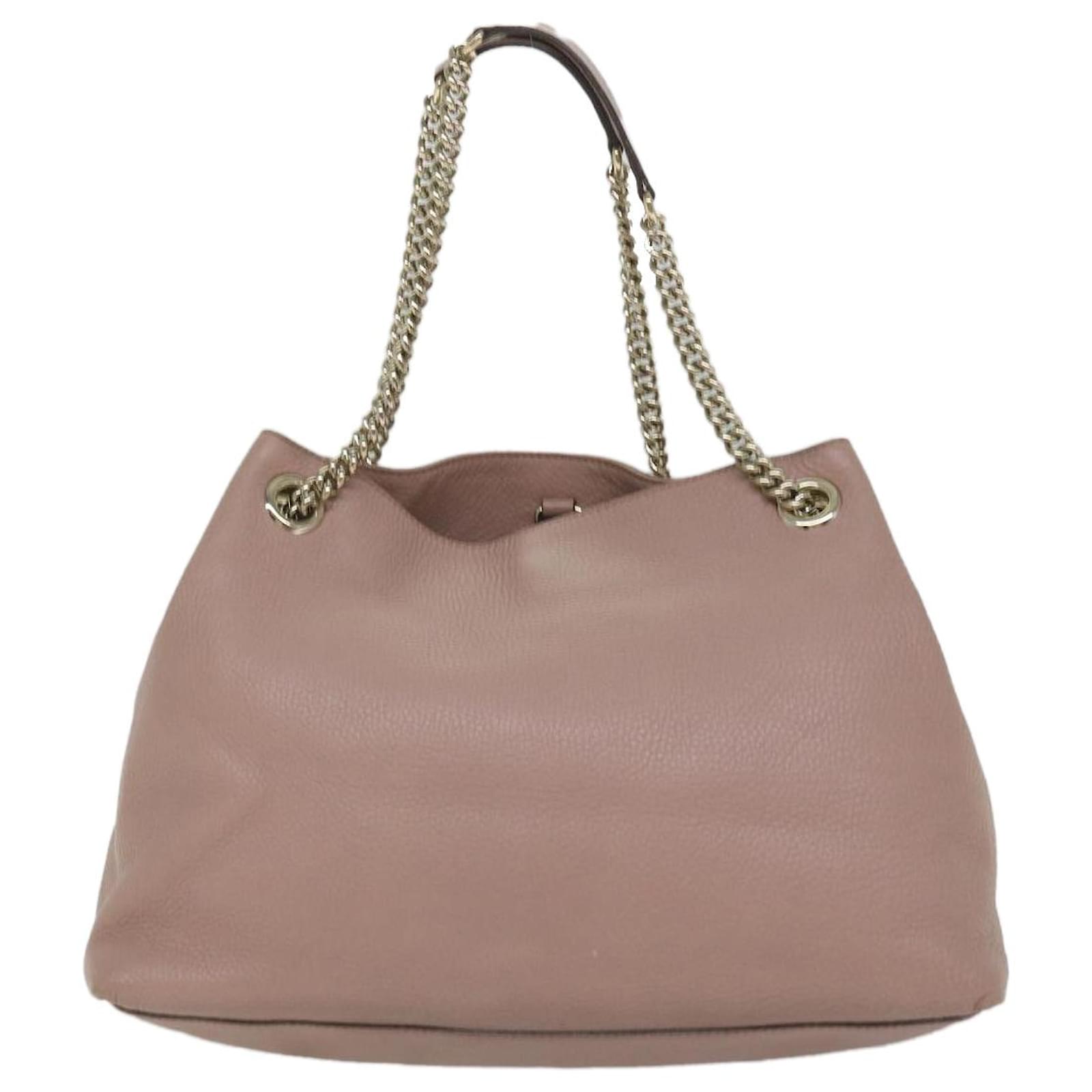 ★Sachi GUCCI Soho Chain Shoulder Bag Leather Pink 308982 Auth