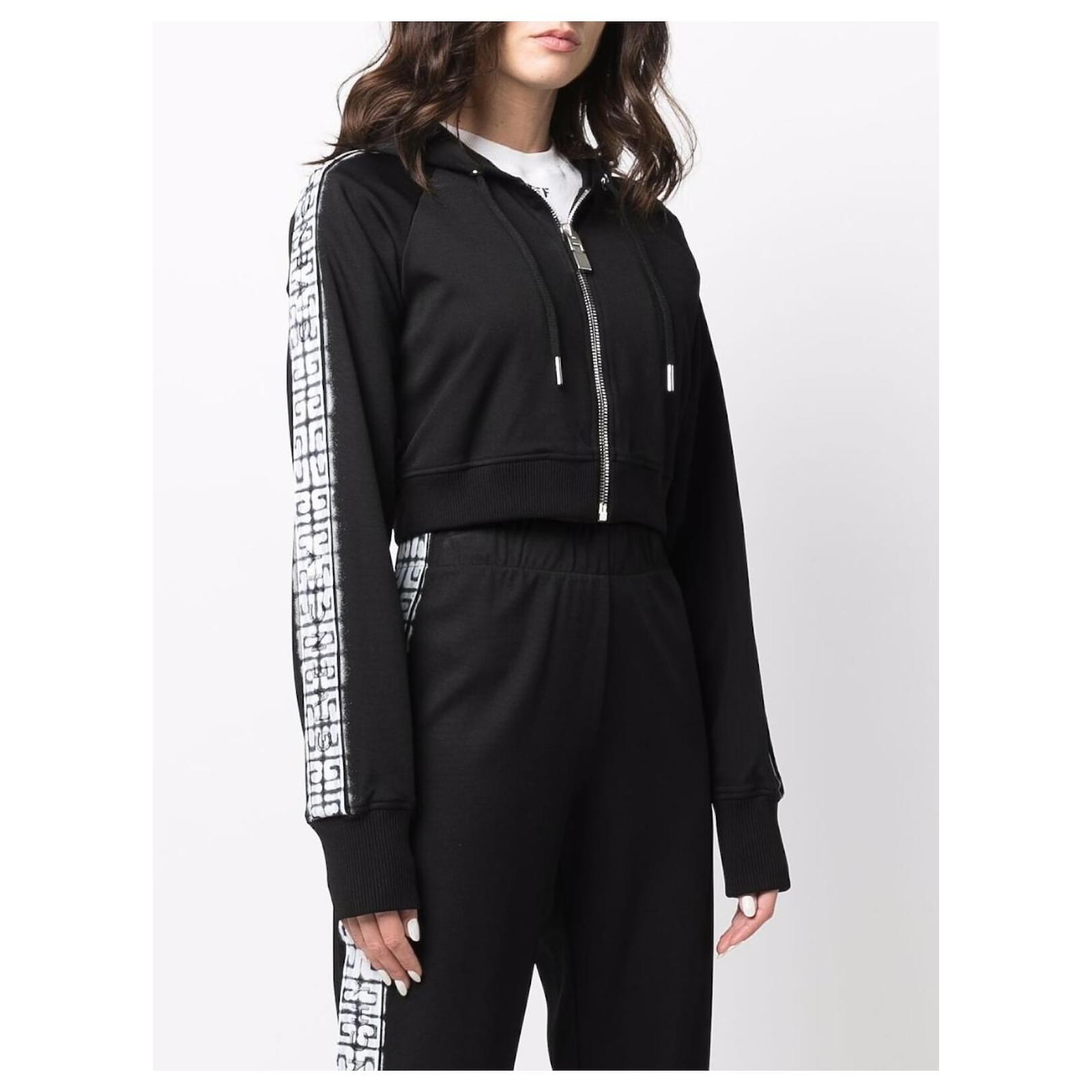 Givenchy Black Chito Edition 4G Tag Cropped Zip Hoodie