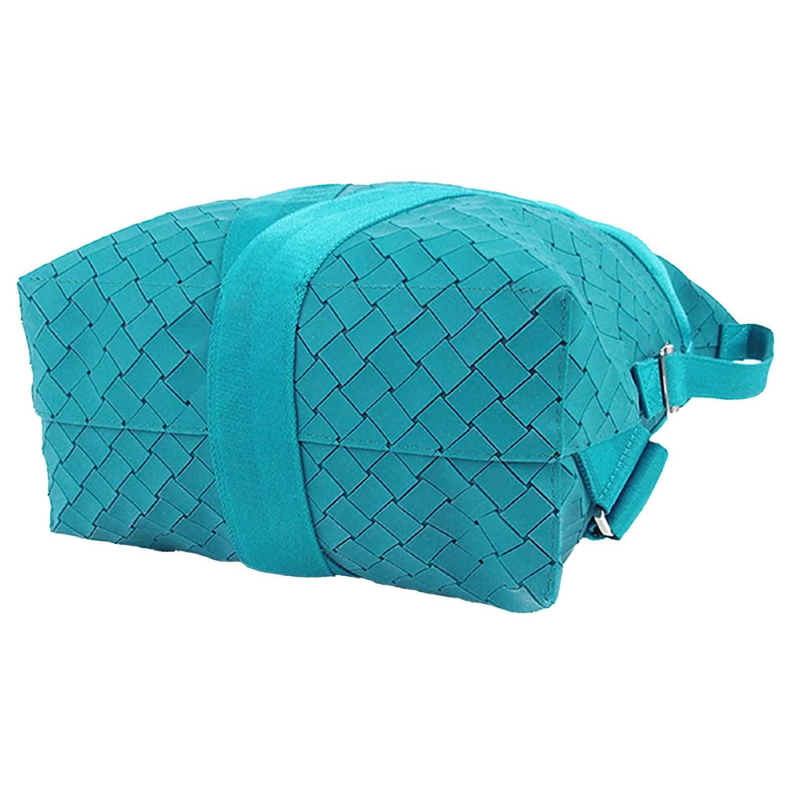 Mochila con amortiguador de goma azul Intrecciato de Bottega