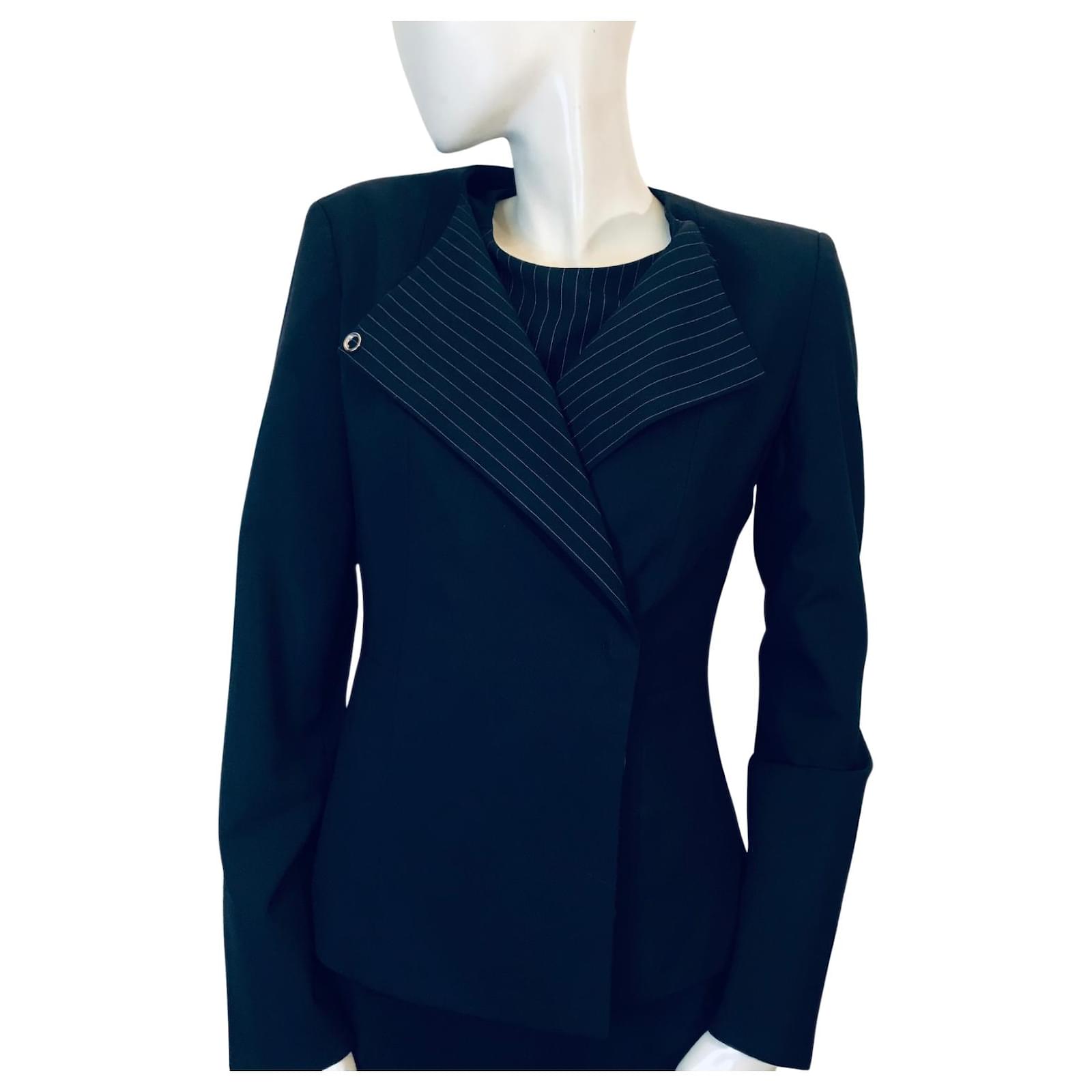 Abito gessato in lana di Hugo Boss Blu navy Elastan