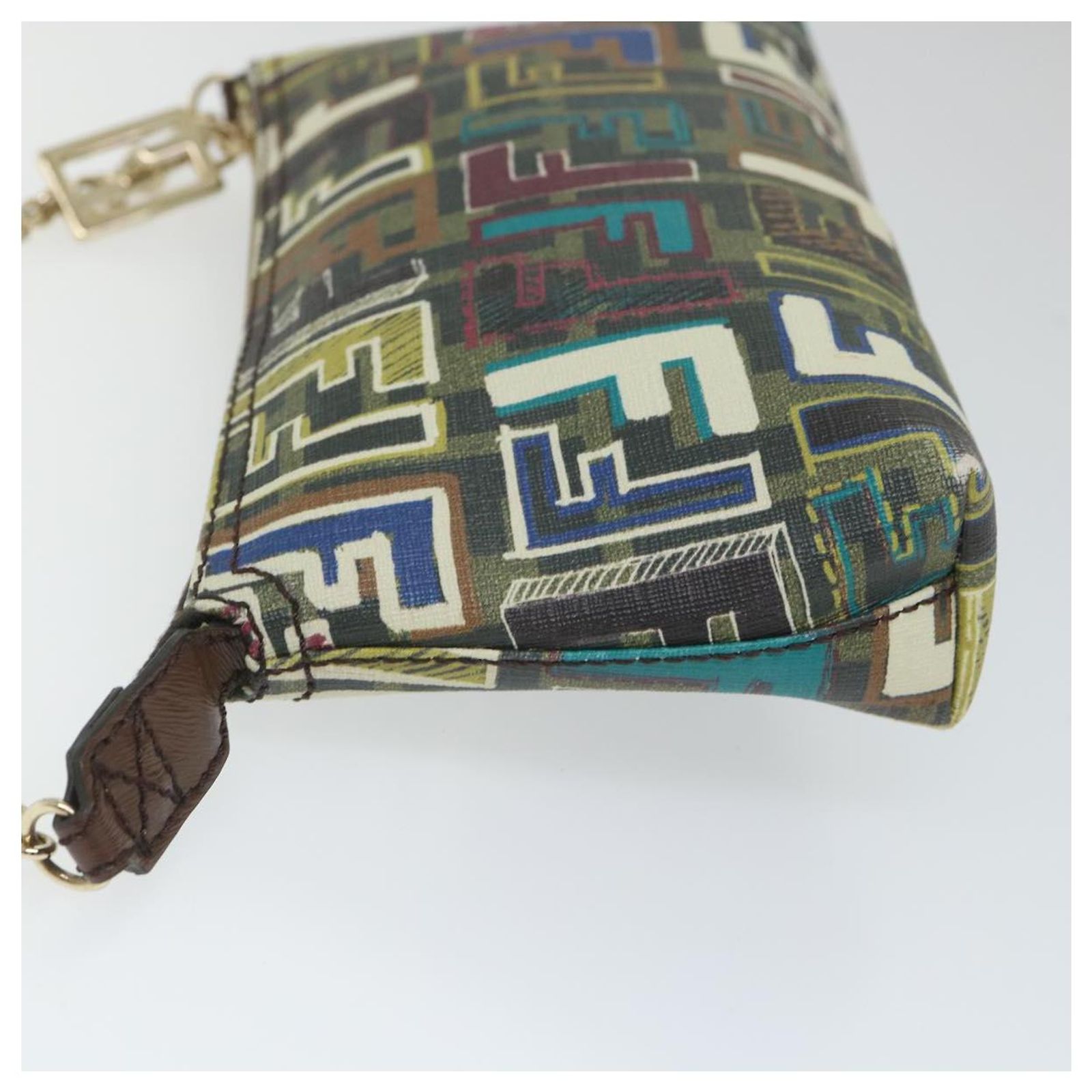 FENDI Zucca Canvas Accessory Pouch Brown Black Auth 57940 ref 