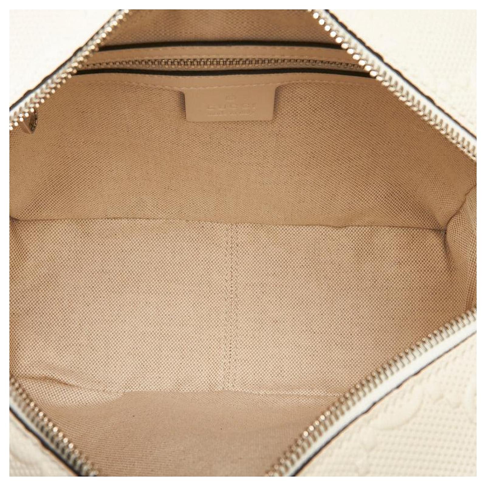 Gucci GG Embossed Square Shoulder Bag 626363 White Leather