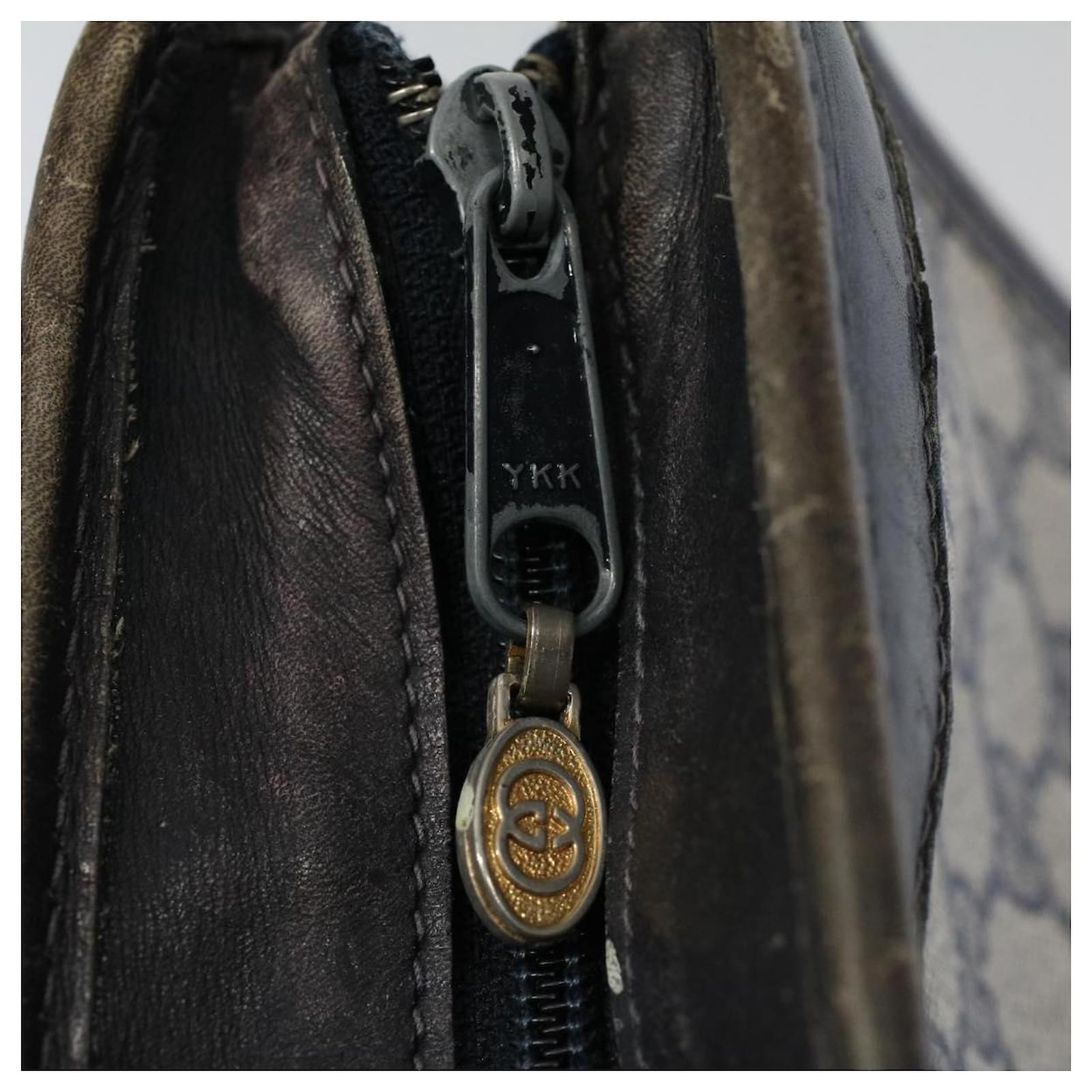 GUCCI ネイビー レッド ハンドバッグ Vintage GUCCI Navy Blue Monogram GG Red and Blue Stripe Tote