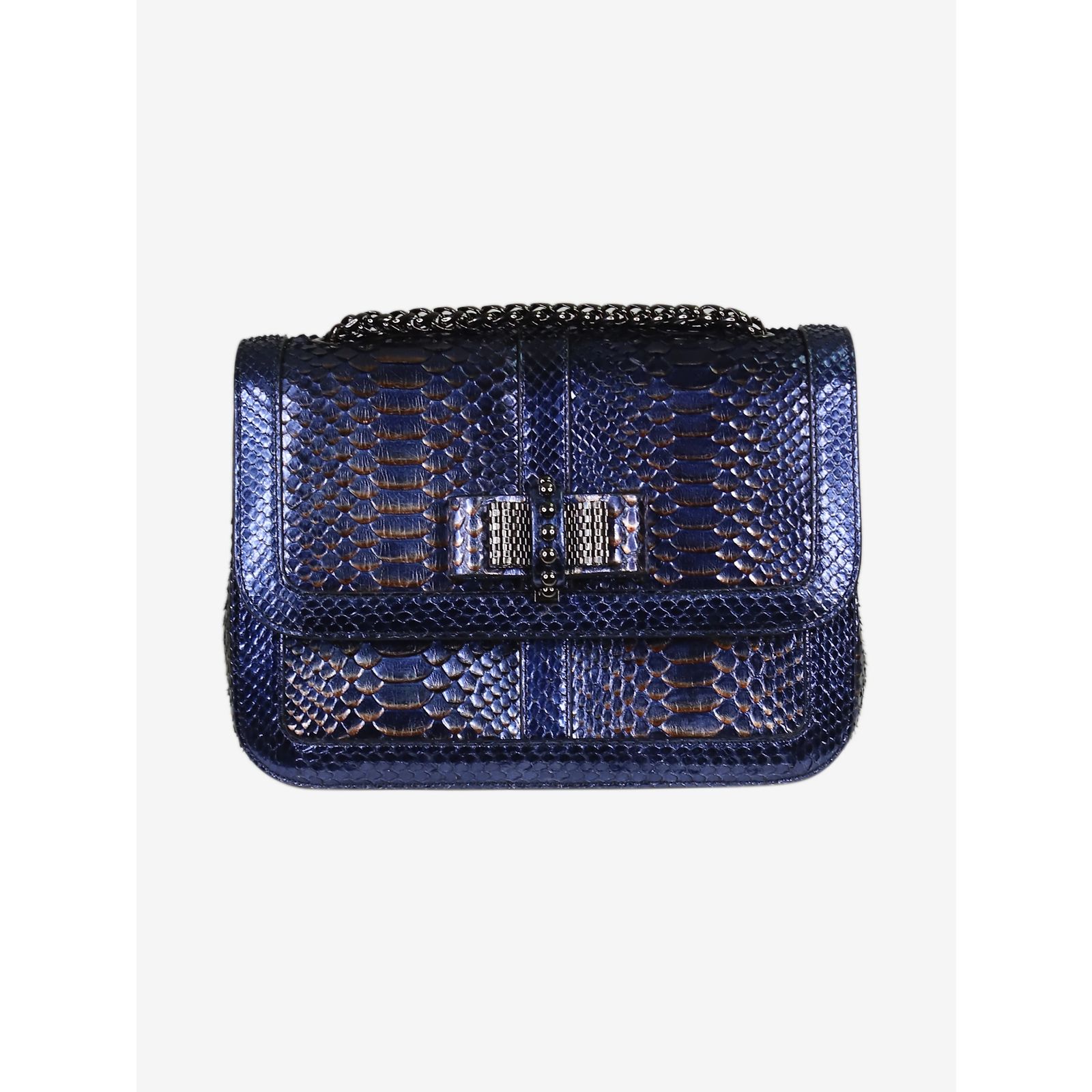 Python Metallic Leather Christian Louboutin Blue small nu python metallic calf leather ref ...