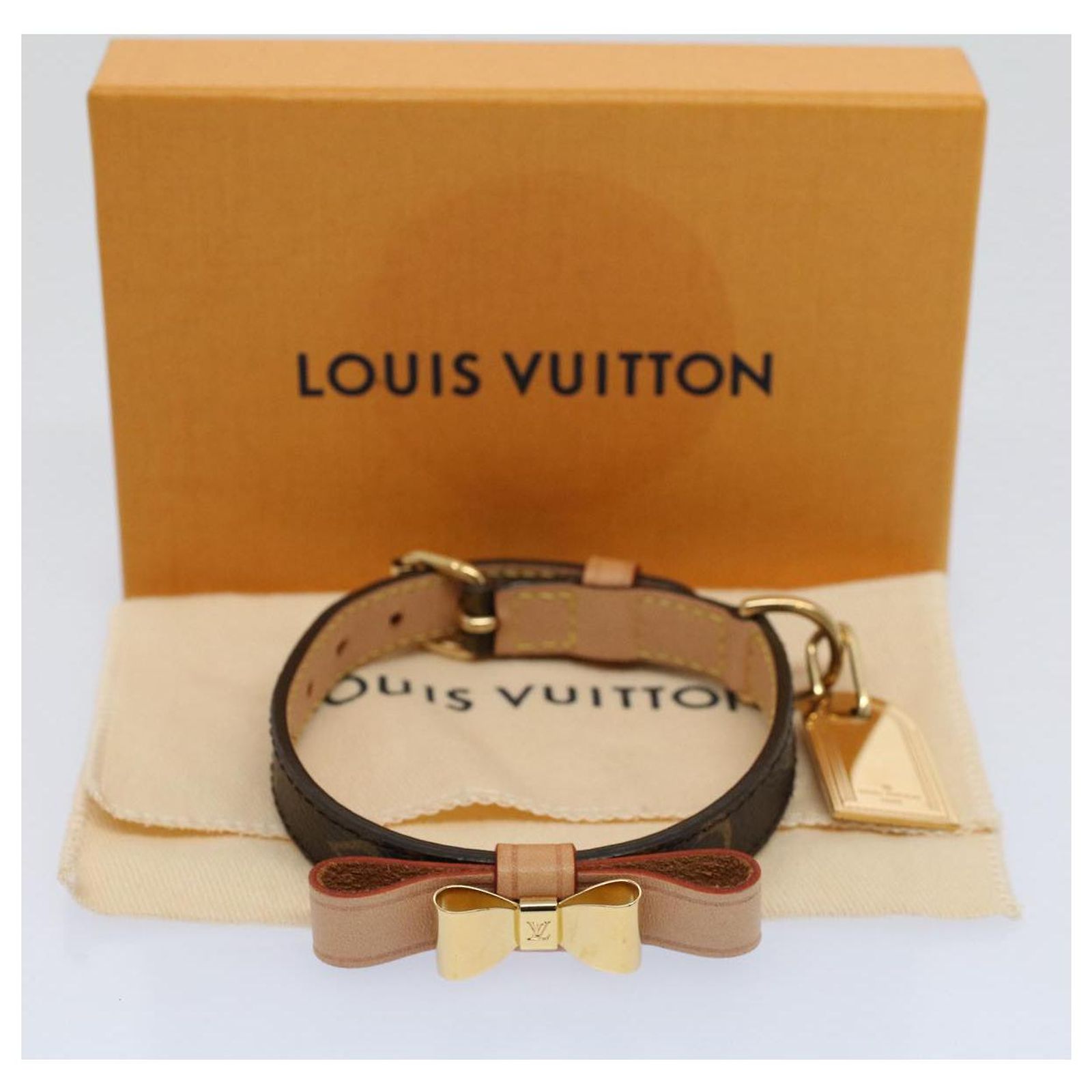 LOUIS VUITTON Monogram Collier Baxter XS Dog Leash M58073 LV Auth