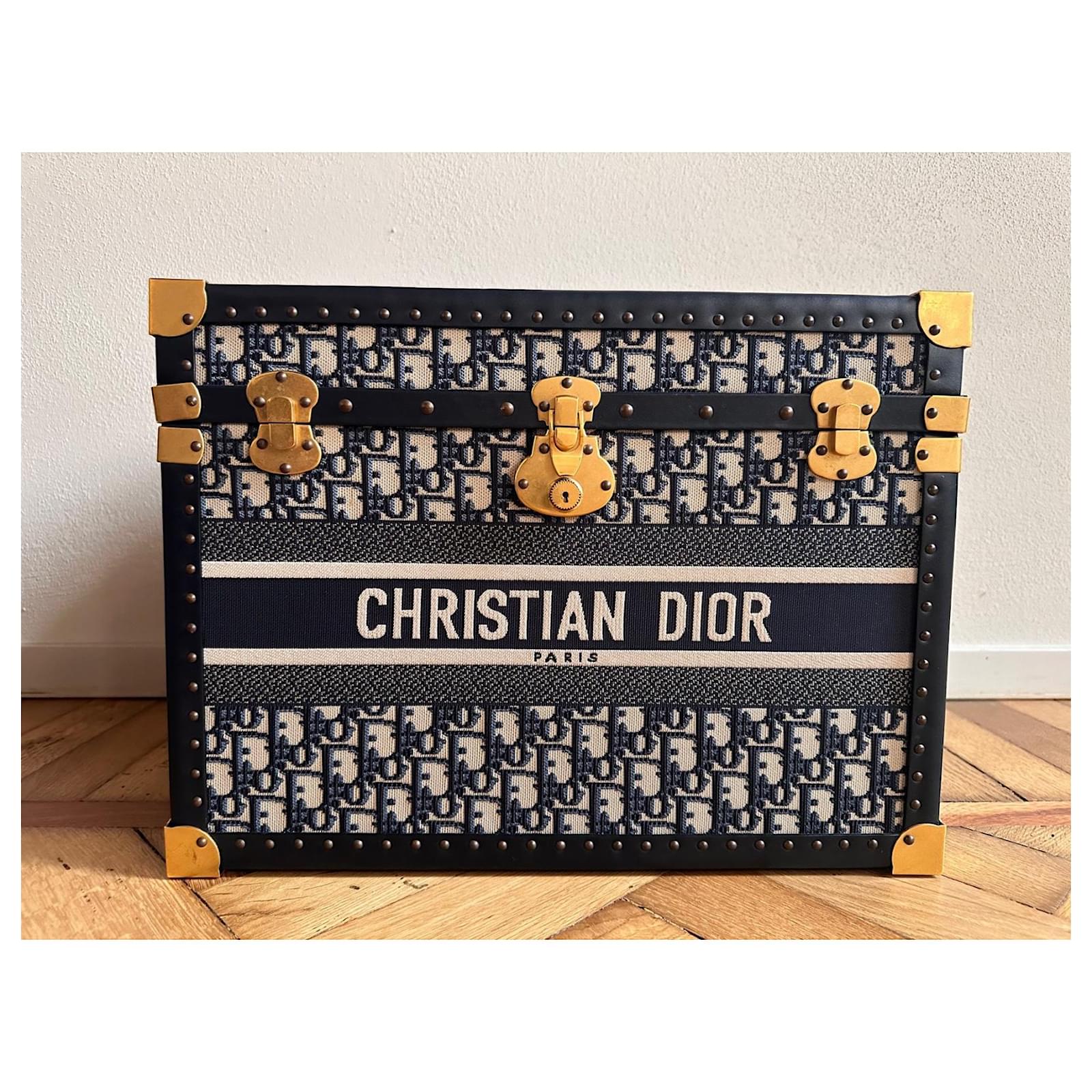 Christian Dior Vespa trunk 946 Blue Beige Leather Cloth Metal ref