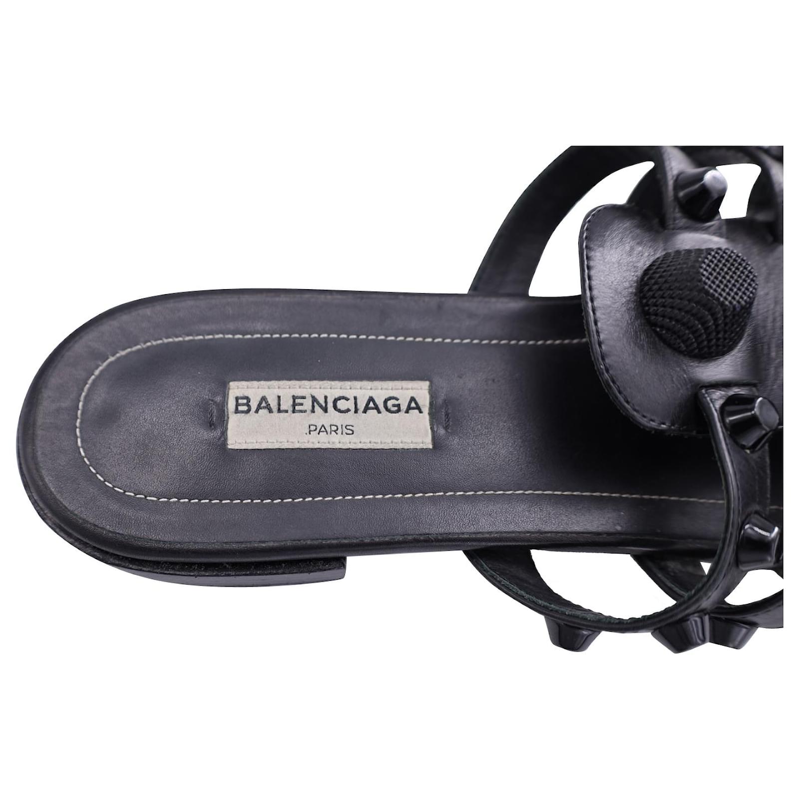 BALENCIAGA 25S HIGH-HEEL SANDALS IN BLACK COW LEATHER WITH RHINESTONE STRAP