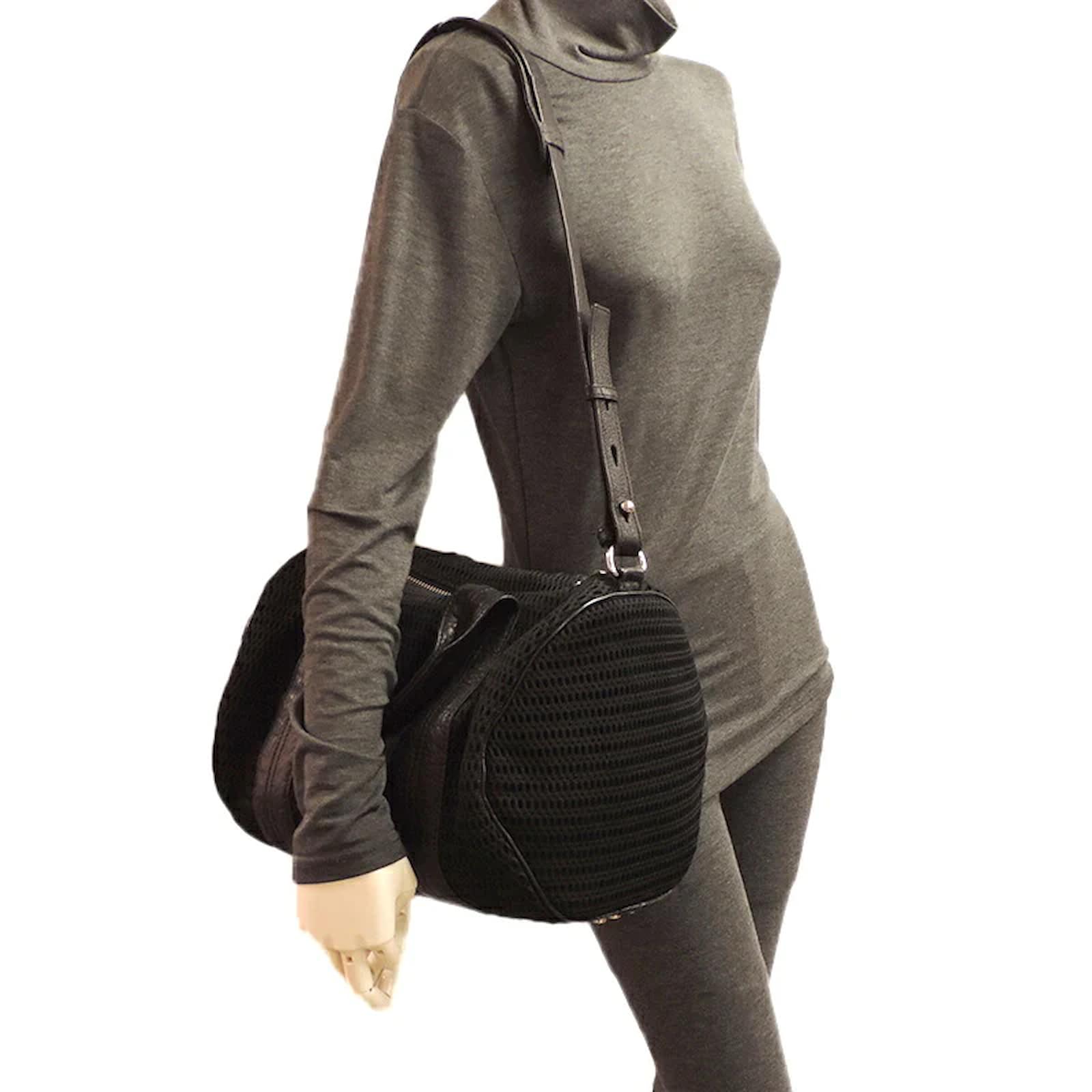 Alexander Wang Leather & Fabric Crochet Rocco Bag Black Pony