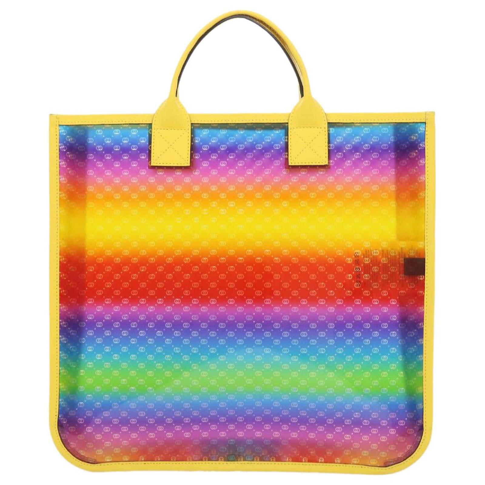 GUCCI Micro GG Canvas Tote Bag Vinyl Multicolor 550763 Auth