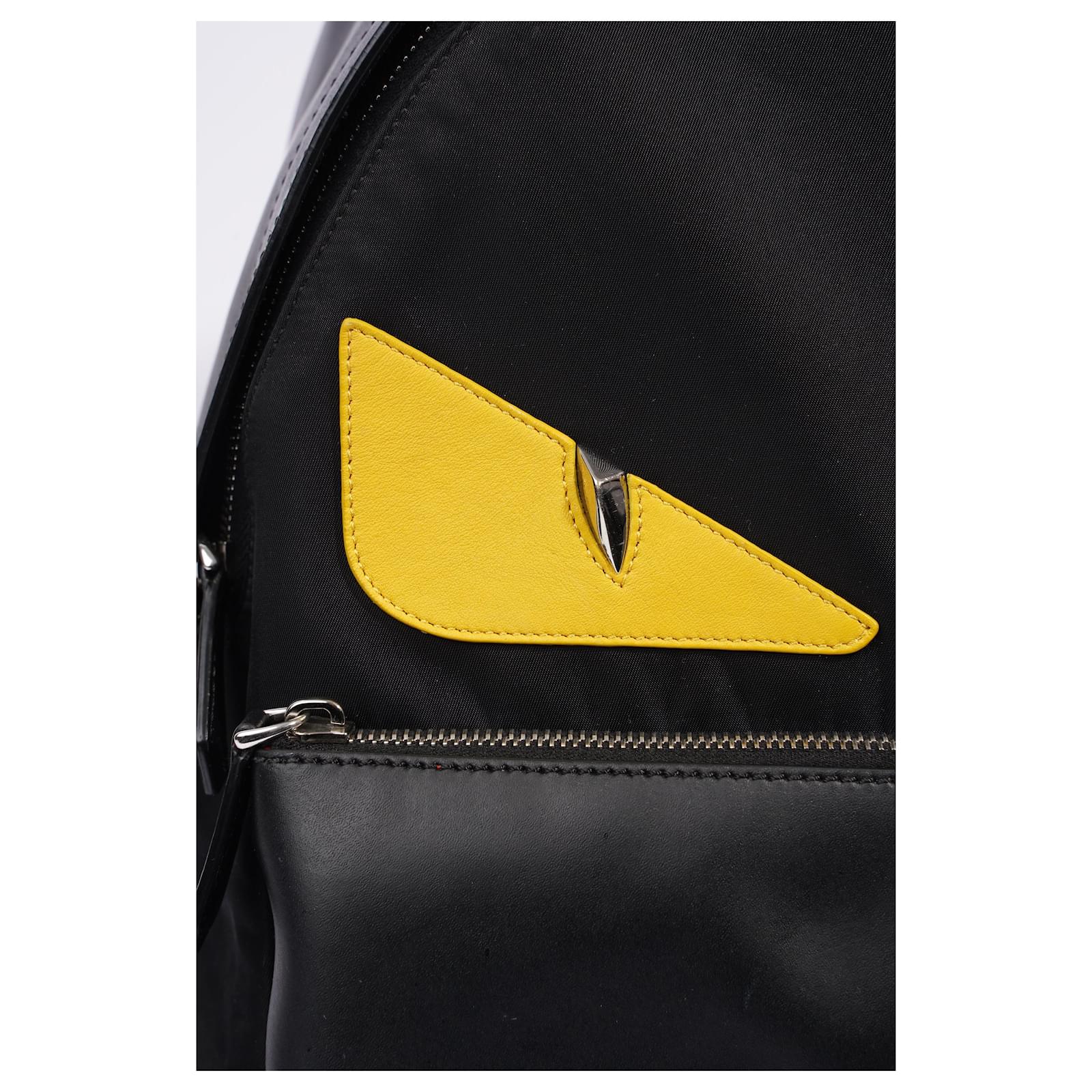 Fendi Monster Eyes Black Yellow Nylon Cloth Joli