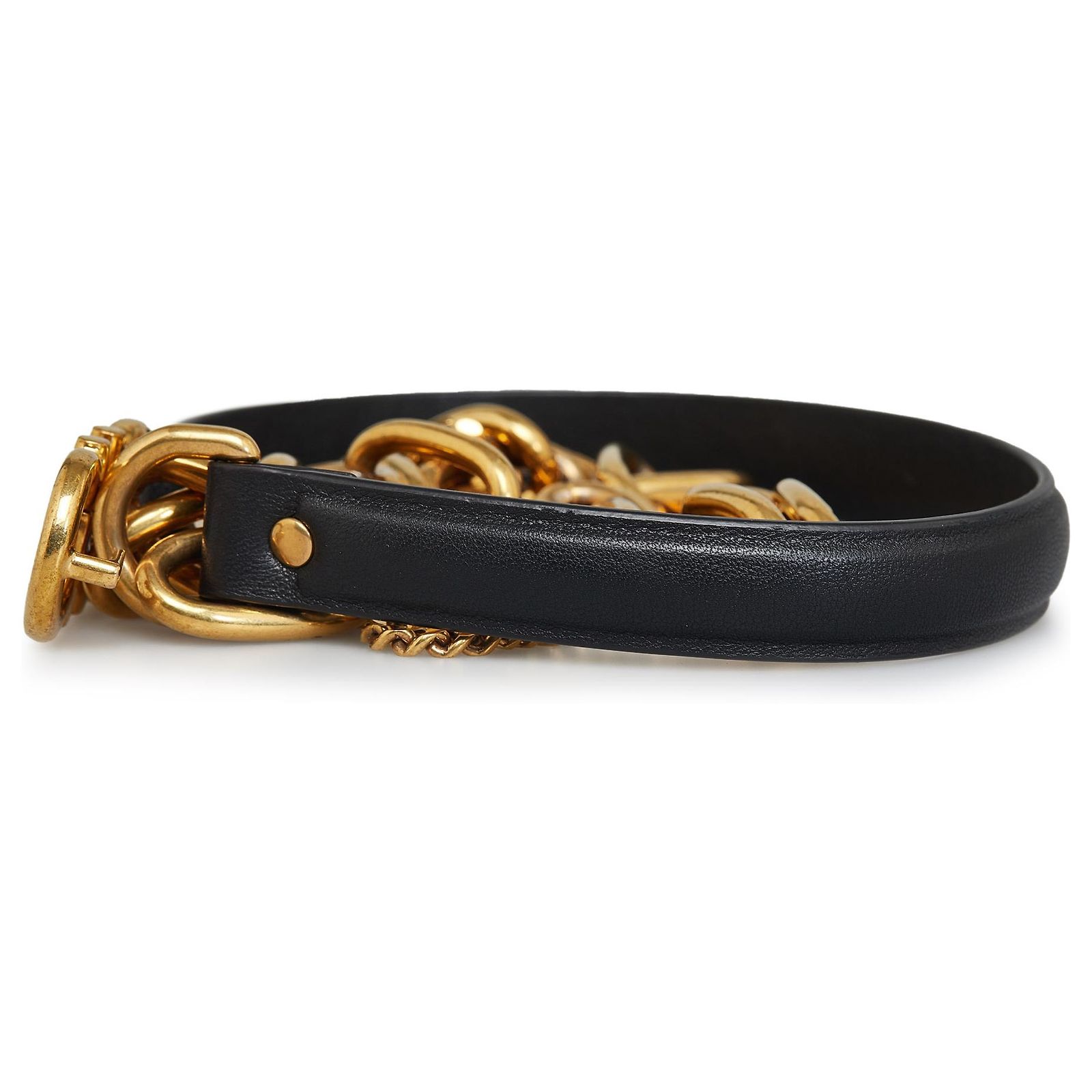 Salvatore Ferragamo Ferragamo Black Chain Belt Golden  display picture 3