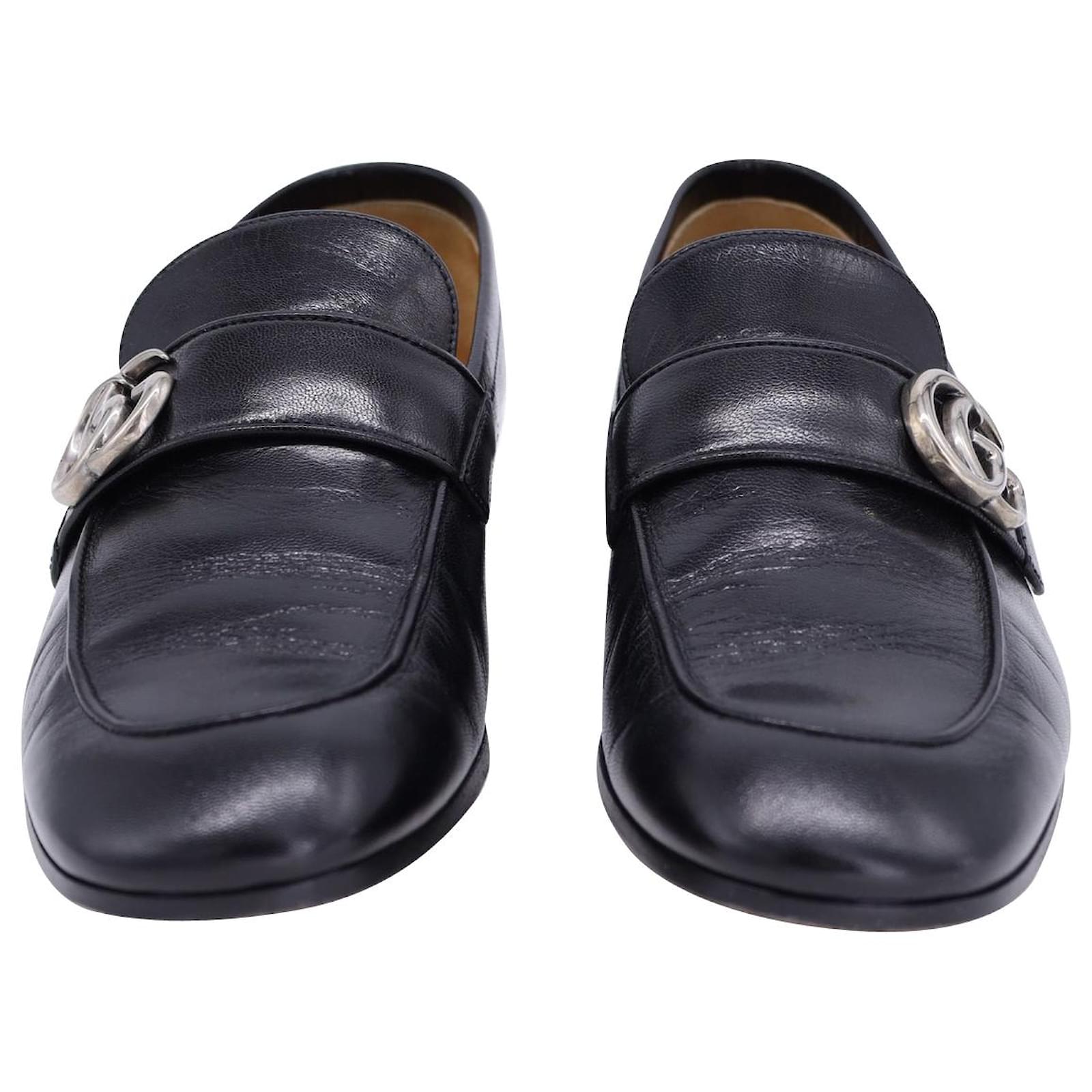 Gucci GG Marmont Loafers in Black Leather Pony-style calfskin ref