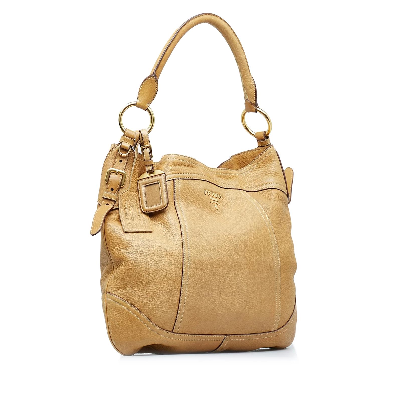 Tan Prada Vitello Daino Hobo Bag Camel Leather ref.1134376 - Joli 
