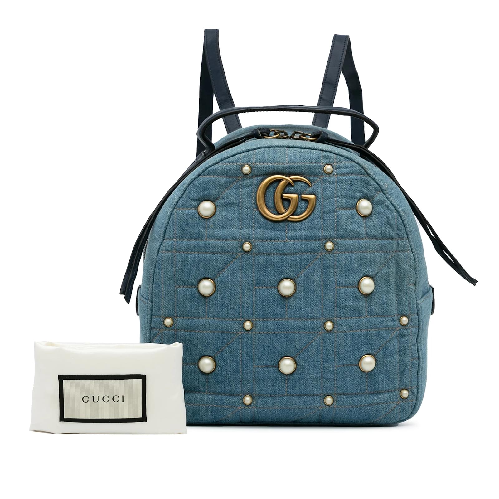 Blue discount gucci backpack