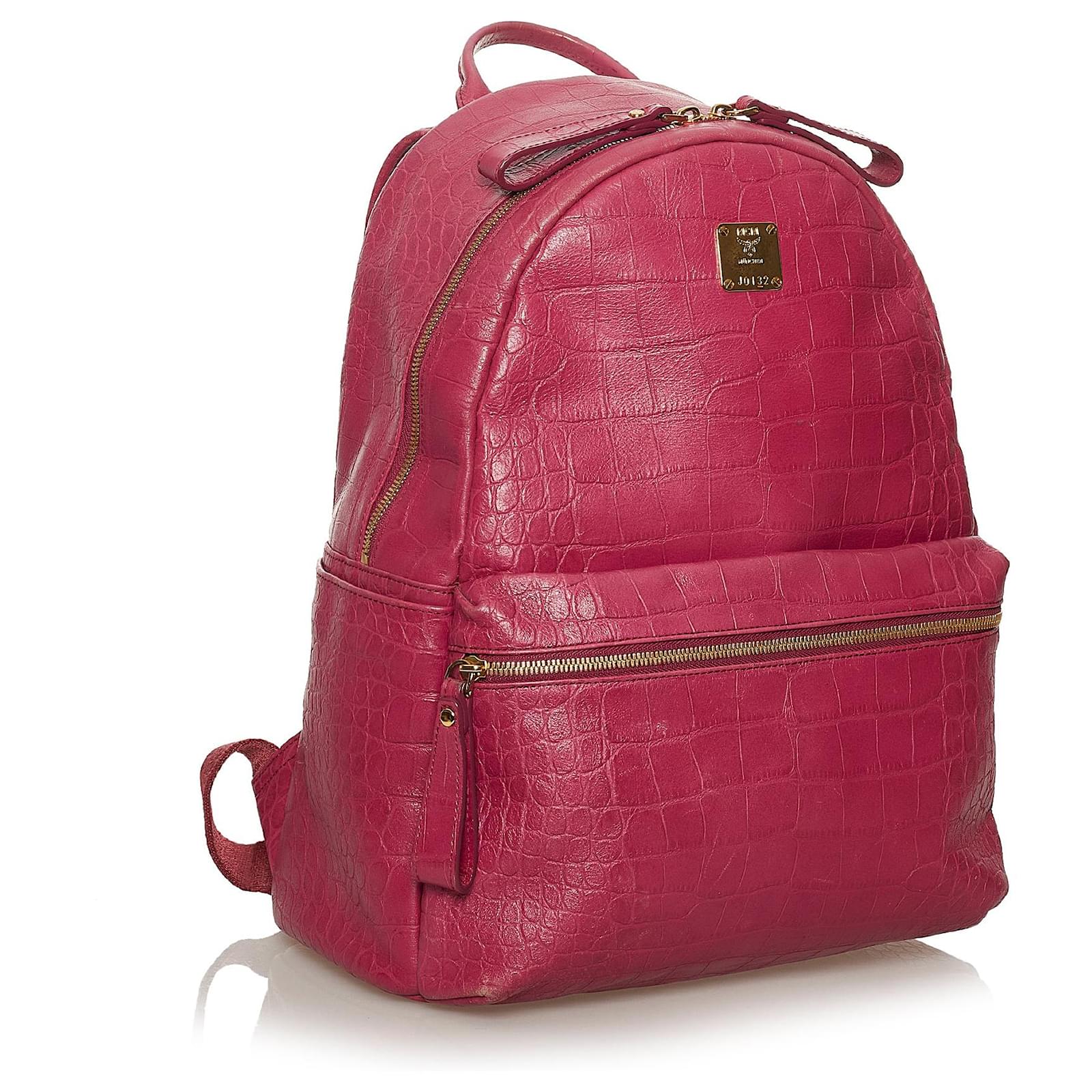 Pink MCM Stark Embossed Leather Backpack ref.1135482 Joli Closet