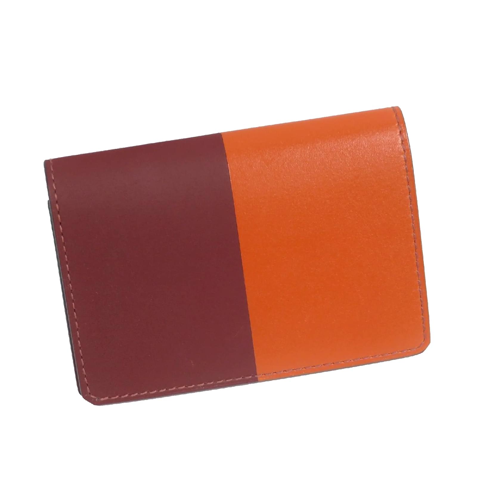 Rosaire « Catherine » Women's Togo Leather Wallet Orange Color 15984