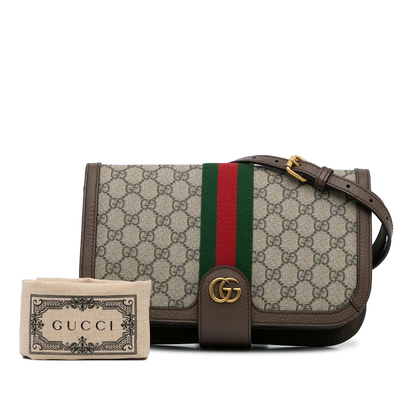 Bolso bandolera Gucci GG Supreme Ophidia marron Castano Cuero ref.1135871 Joli Closet