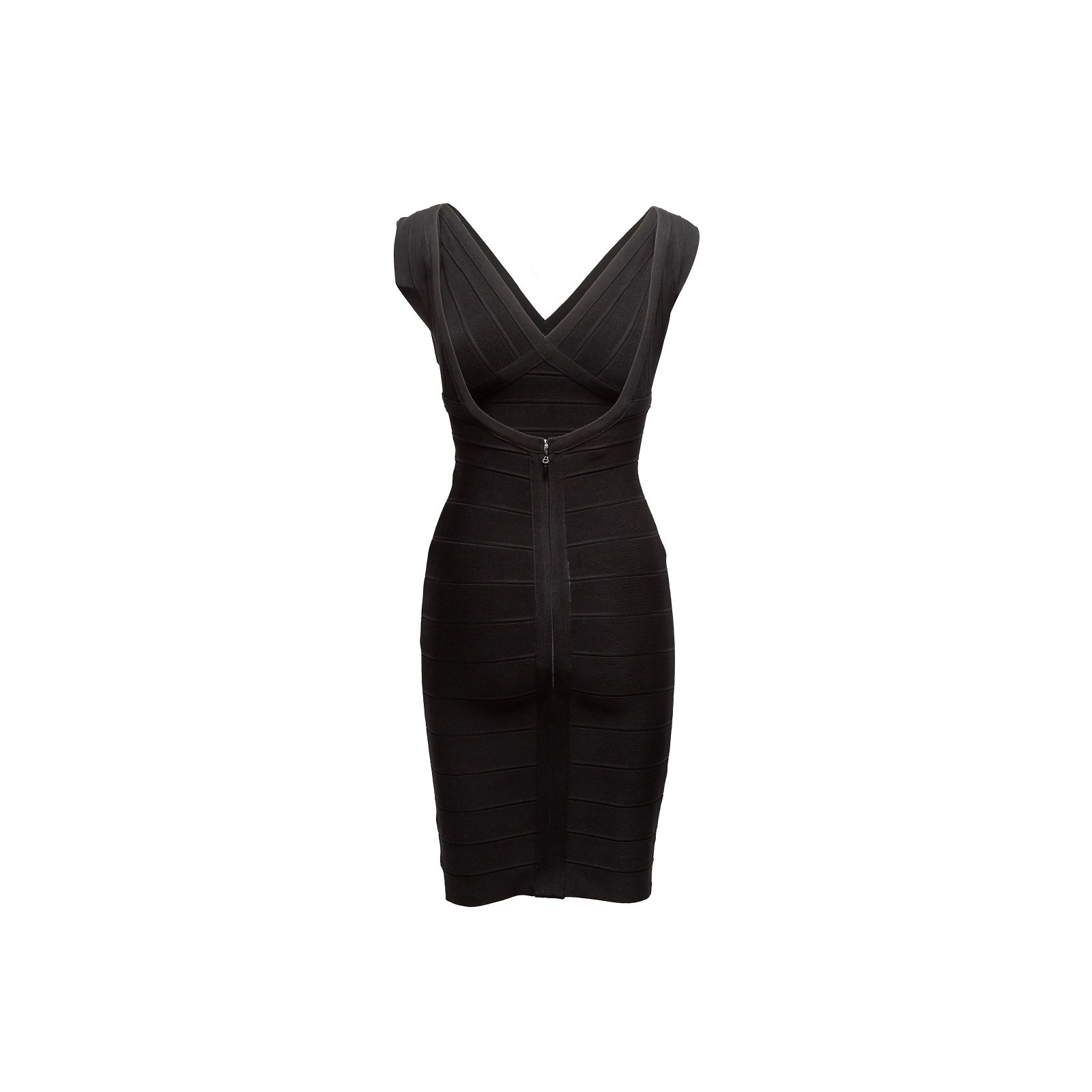 Robe Bandage Hervé Léger - Noire Avec Détails Quincaillerie Métal - Taille S - Occasion Très Bon état