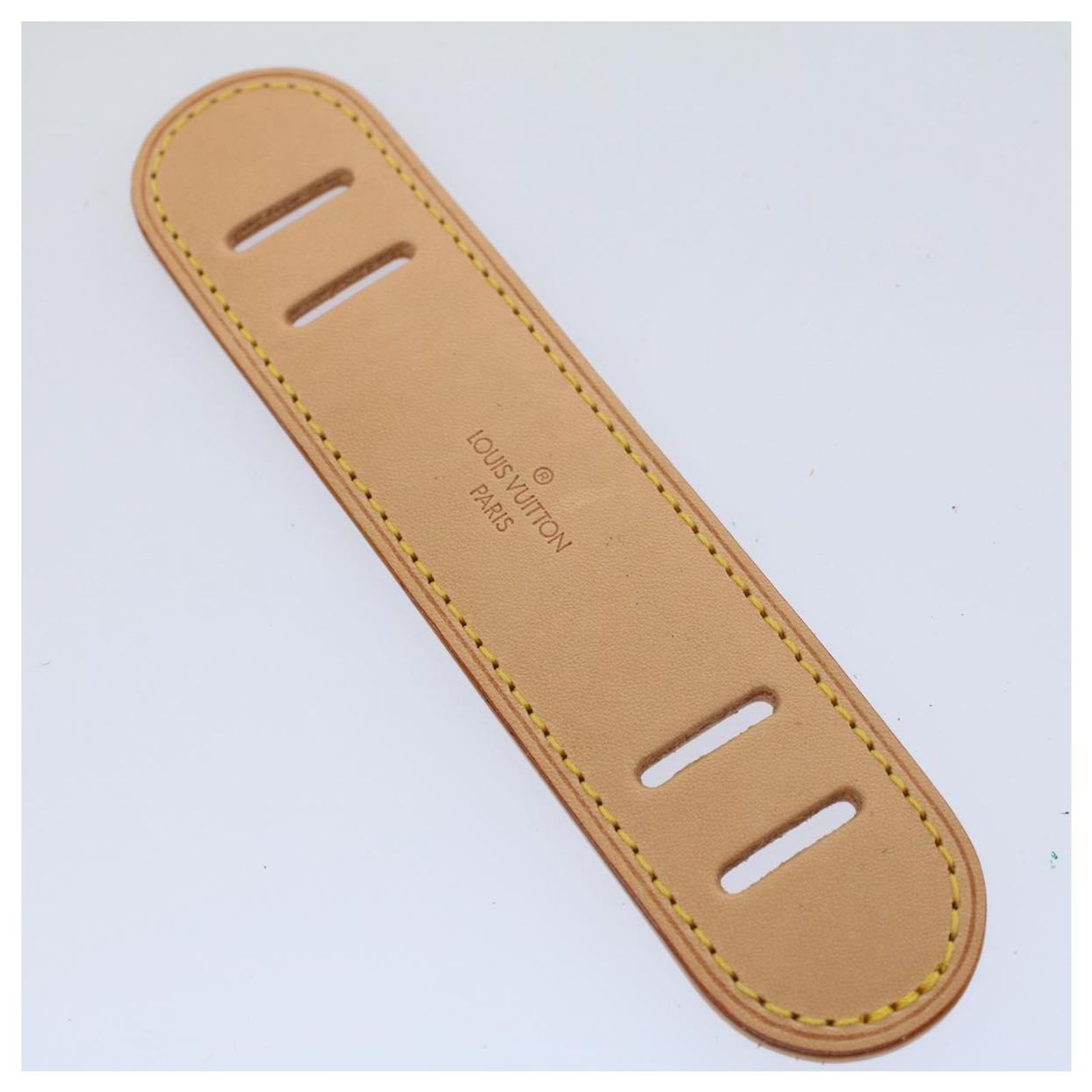 LOUIS VUITTON Shoulder Pads Strap Leather 3Set Beige LV Auth 59576 