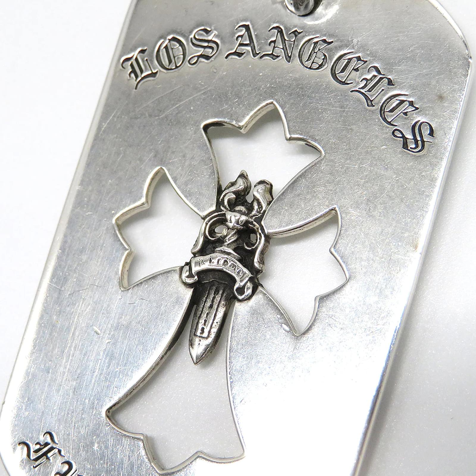 Chrome Hearts Cutout Cross Dog Tag Pendant 0.0 Silvery