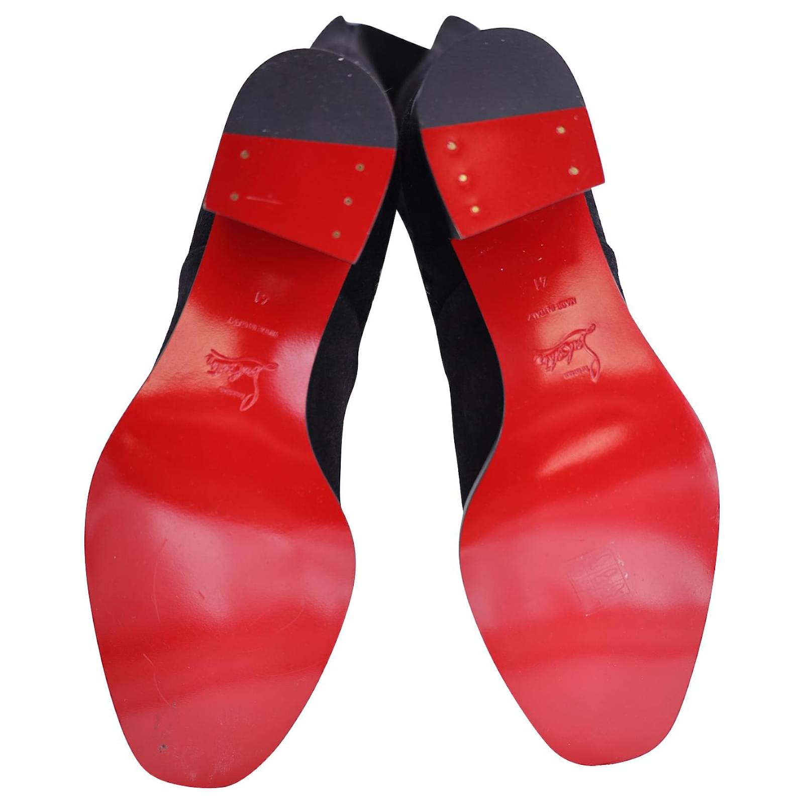 Christian Louboutin Gazzelou 55 Cuissardes En Daim Noir Suede ref