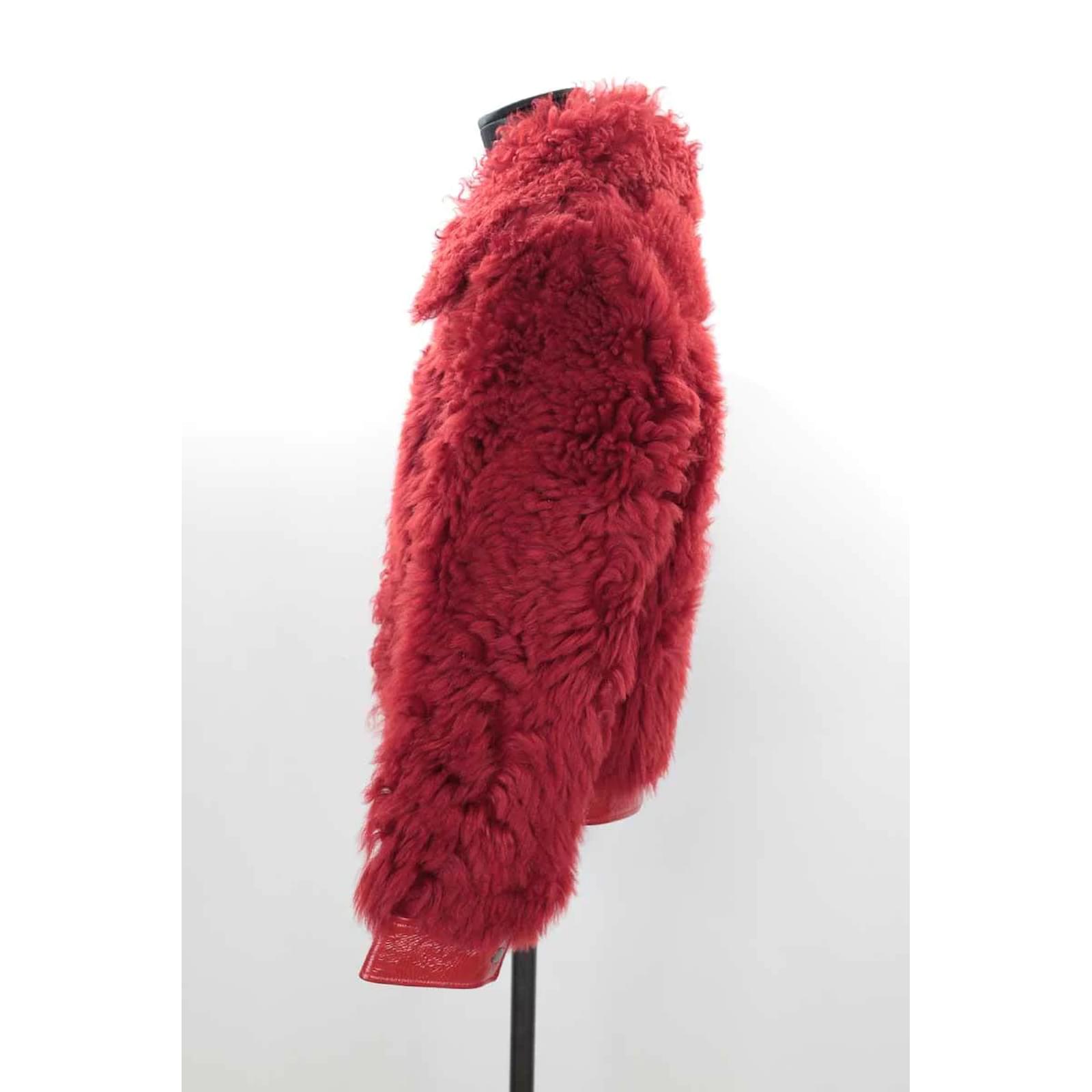 Michael kors red hot sale fur coat