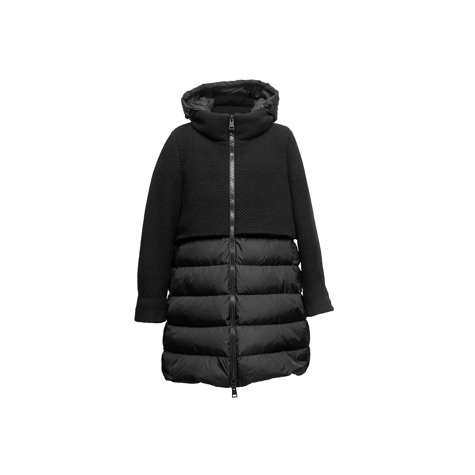 Black Herno Hooded Down Puffer Coat Size IT 50 Wool