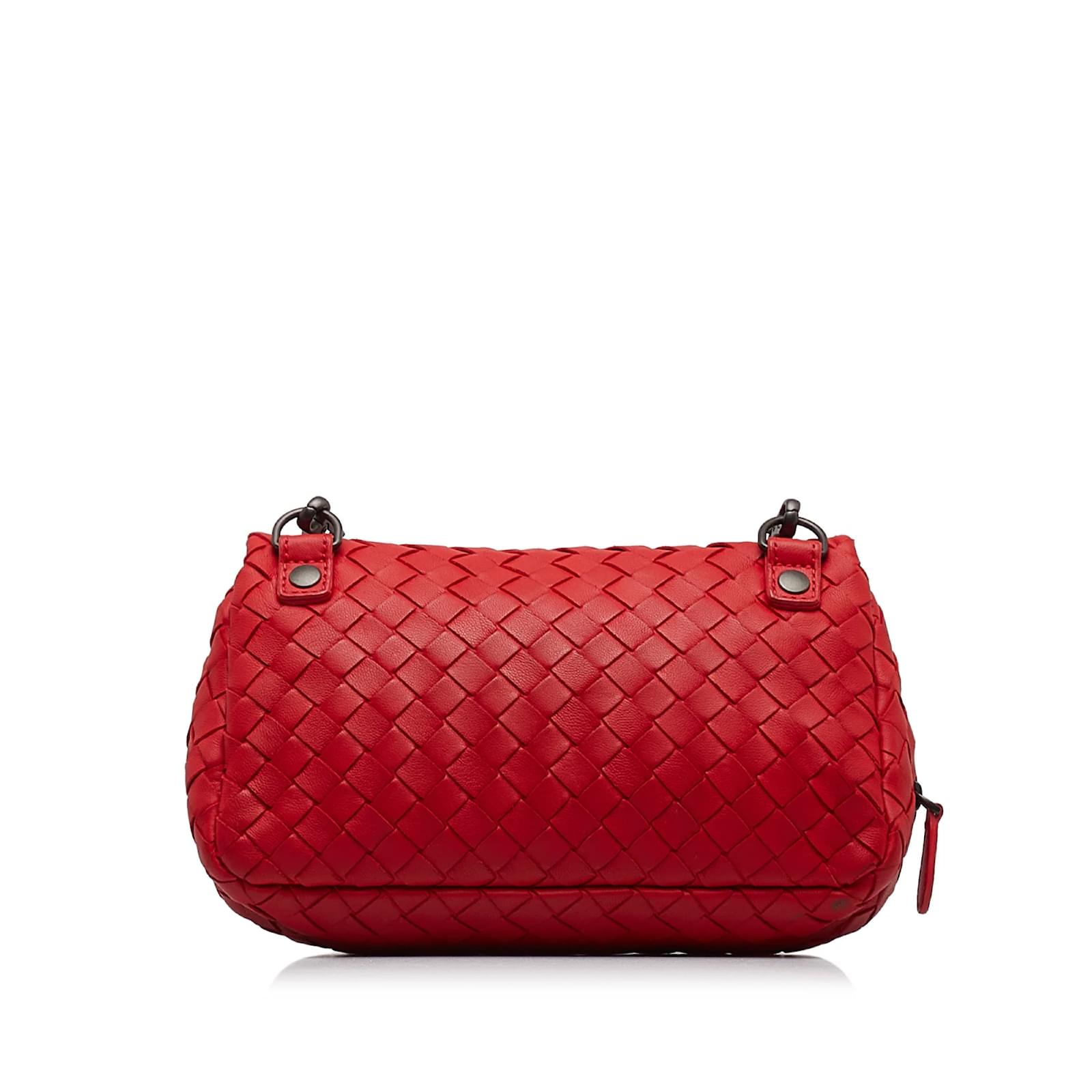 Red Bottega Veneta Intrecciato Flap Crossbody Bag Leather ref