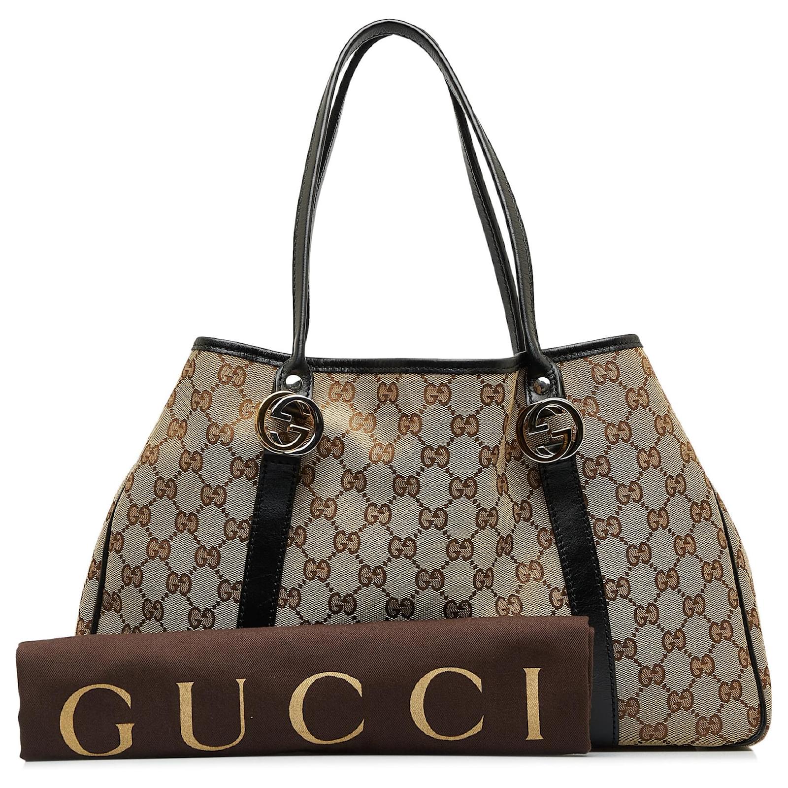 Brown Gucci GG Canvas Twins Tote Leather ref.JC1151671 (Sold