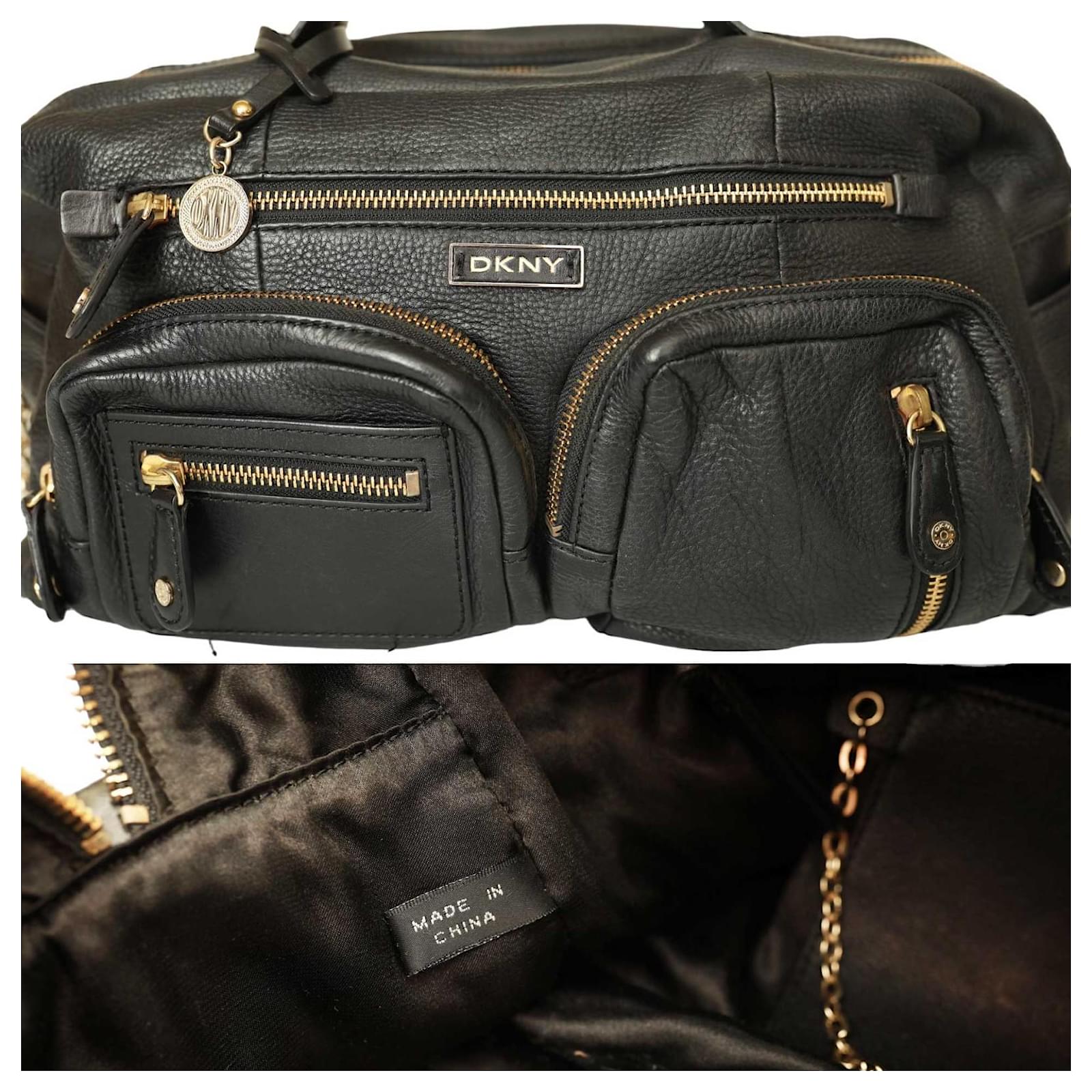 Donna Karan DKNY Black Leather Top Handles Satchel Pockets Chain Shoulder  Bag ref.1152358 - Joli Closet