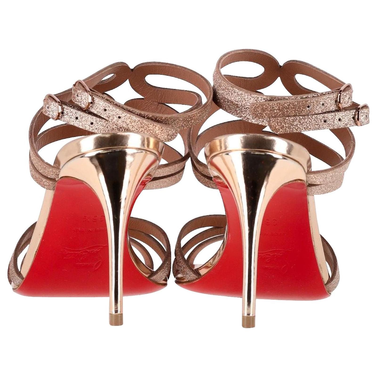 Christian Louboutin Renee 85 Metallic Glitter Sandals in Rose