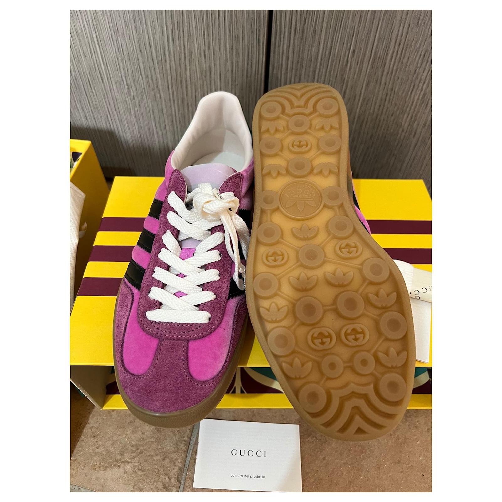 adidas gazelle silver green womens Adidas x Gucci Women's Gazelle Pink Velvet Low Top Sneakers