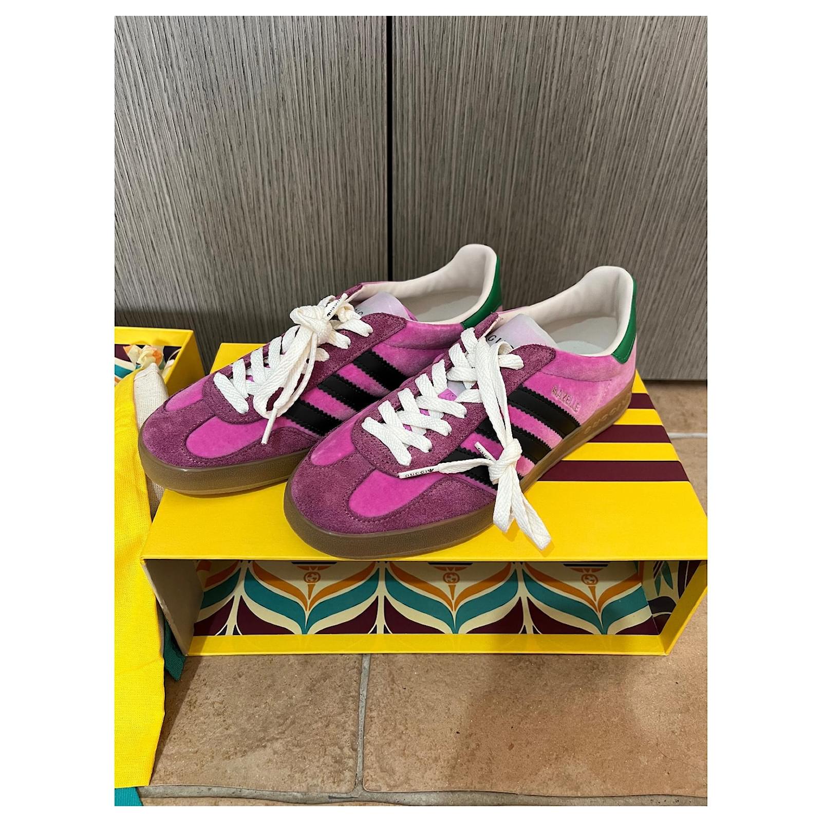 adidas gazelle silver green womens adidas x Gucci Gazelle Wedge Pink Velvet Sneakers Pink / Gucci