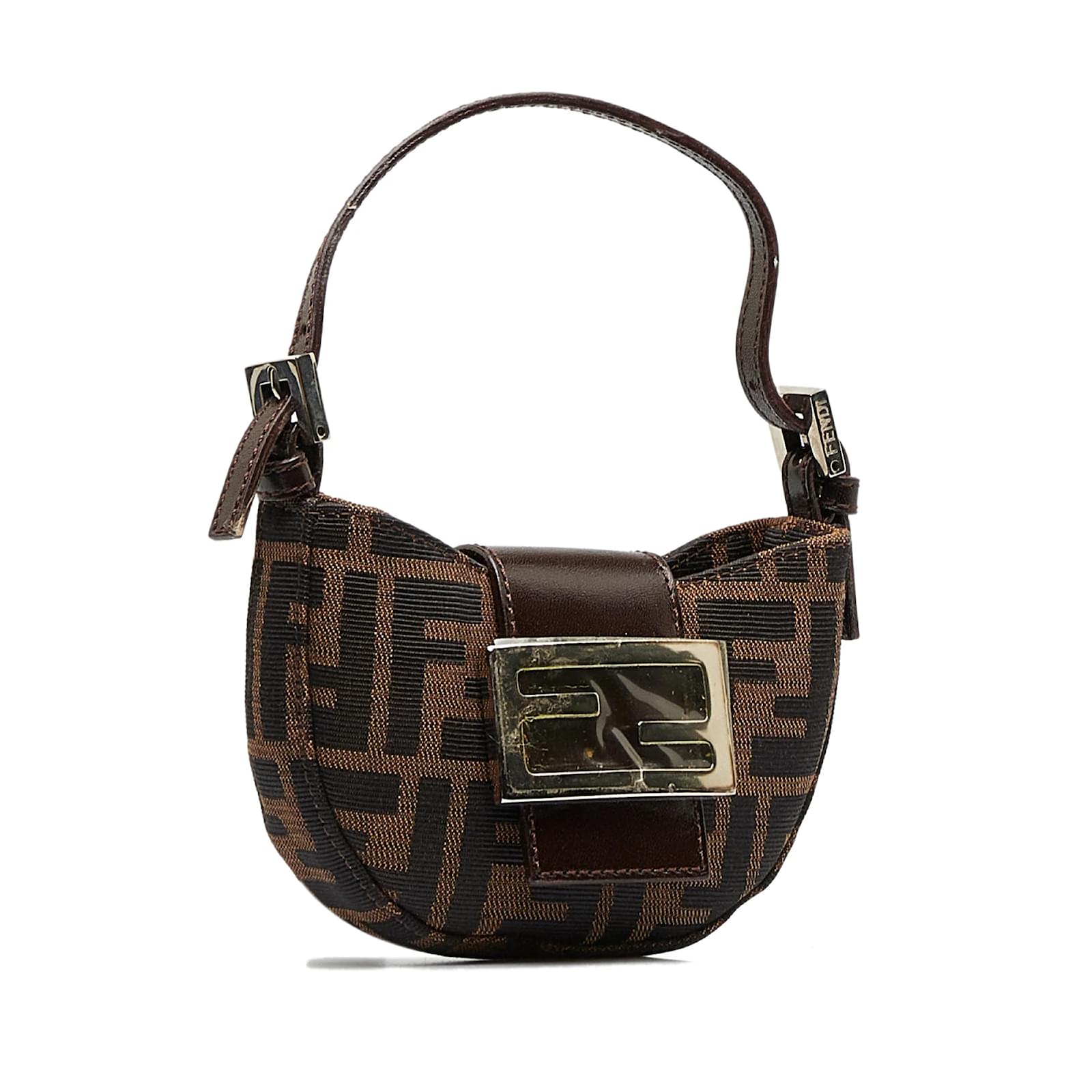 Brown Fendi Mini Zucca Croissant Baguette Leather ref.1155948