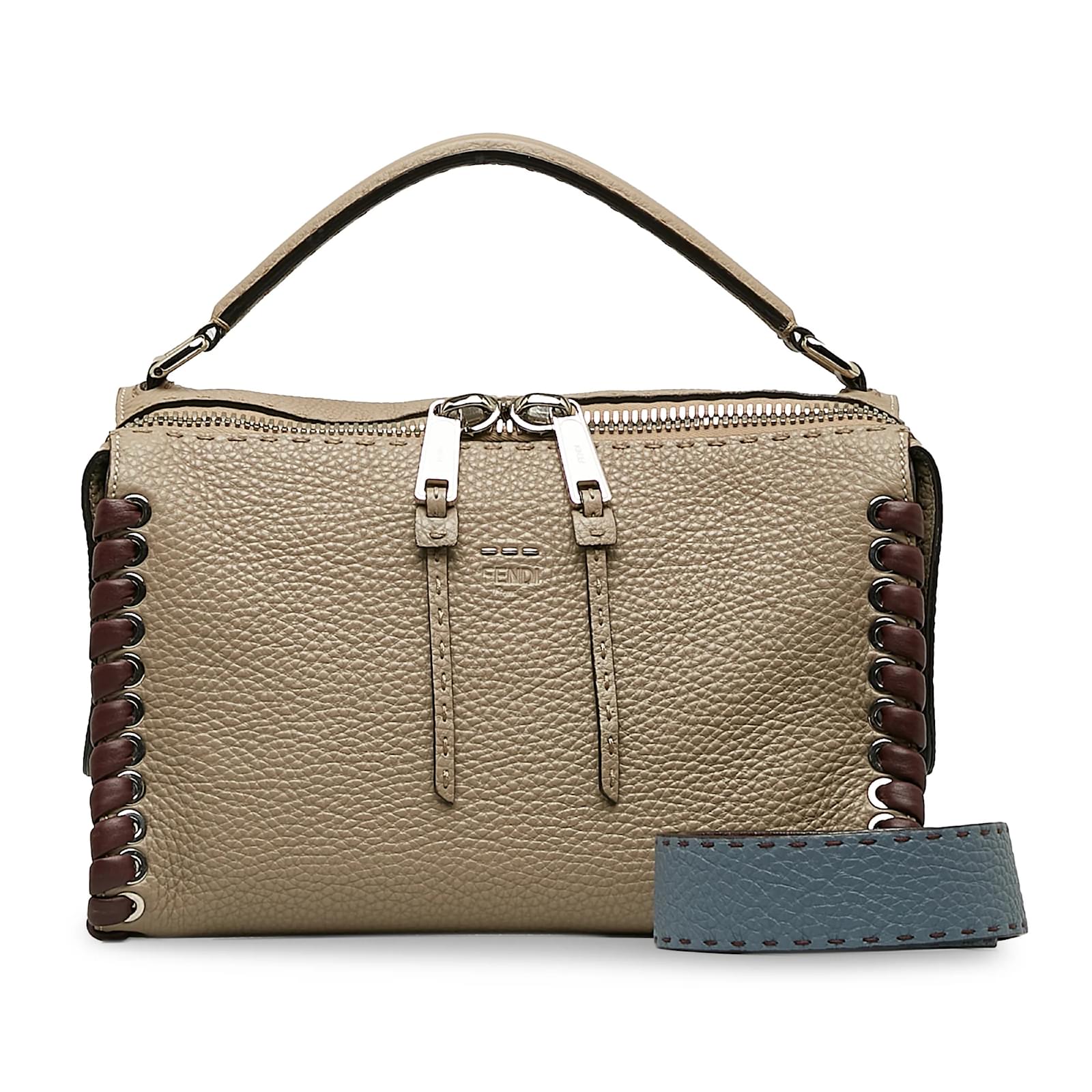 Taupe Fendi Lei Selleria Whipstitch Satchel Leather ref.1156060 Joli Closet