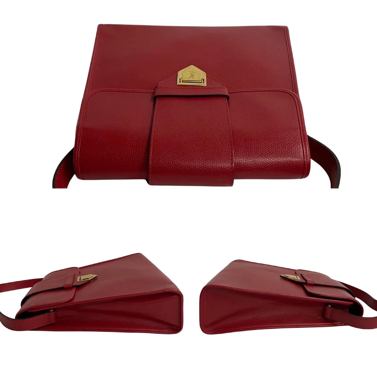 YVES SAINT LAURENT Red Patent Leather Belle De Jour Flap Compact Walle